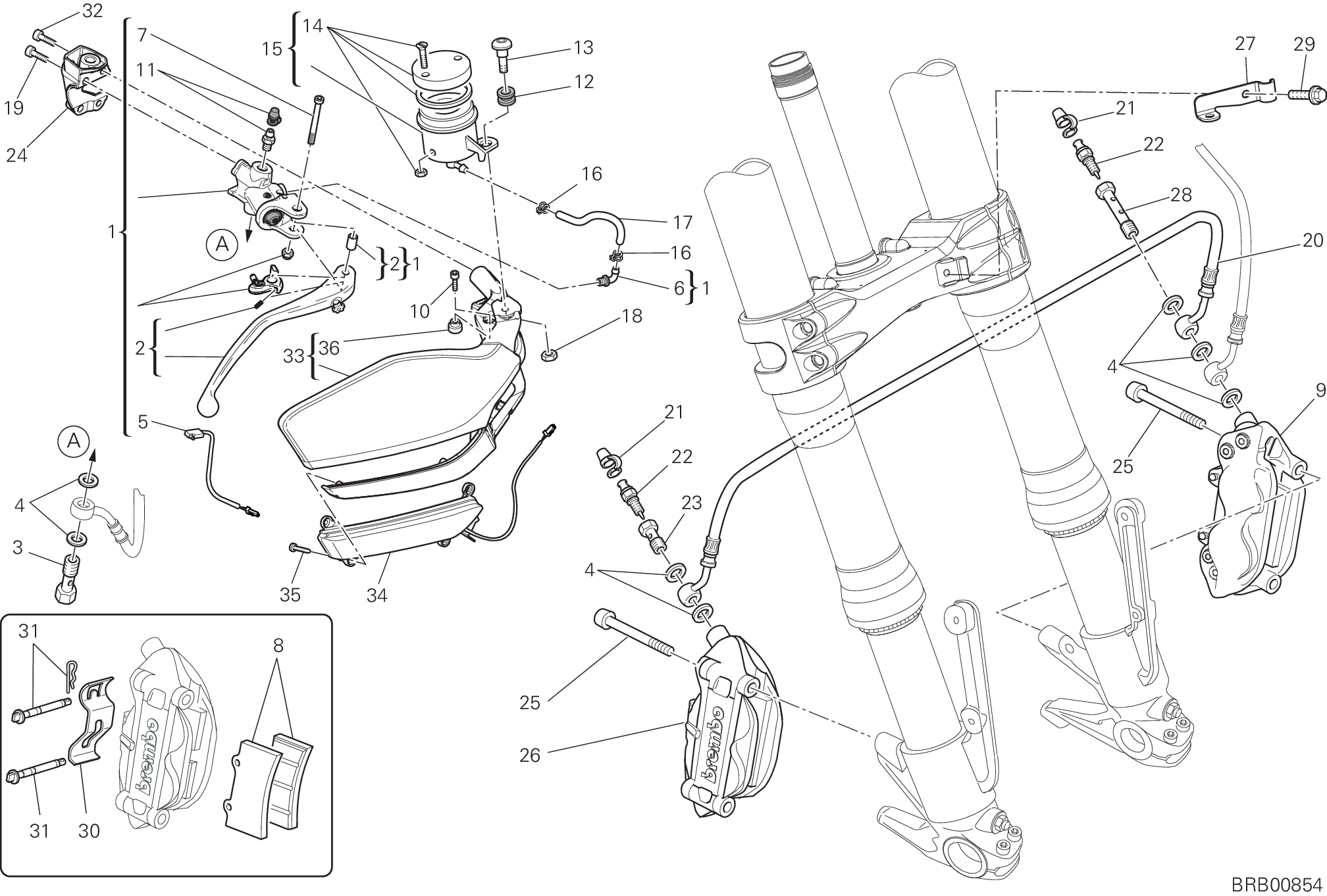 024 SYSTEME DE FREIN AVANT POUR MULTISTRADA 1200 ABS 2010