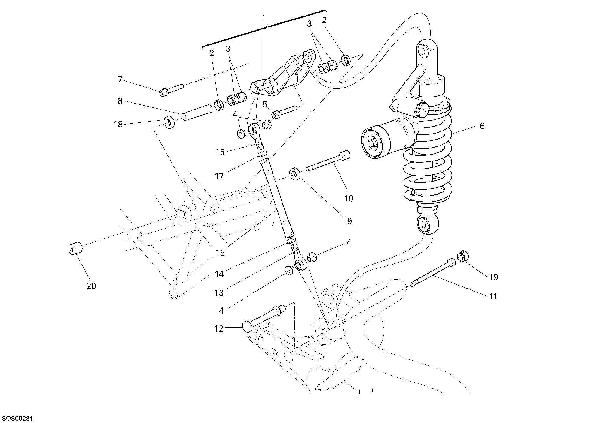 032 AMORTISSEUR ARRIERE POUR MONSTER S4R 2007
