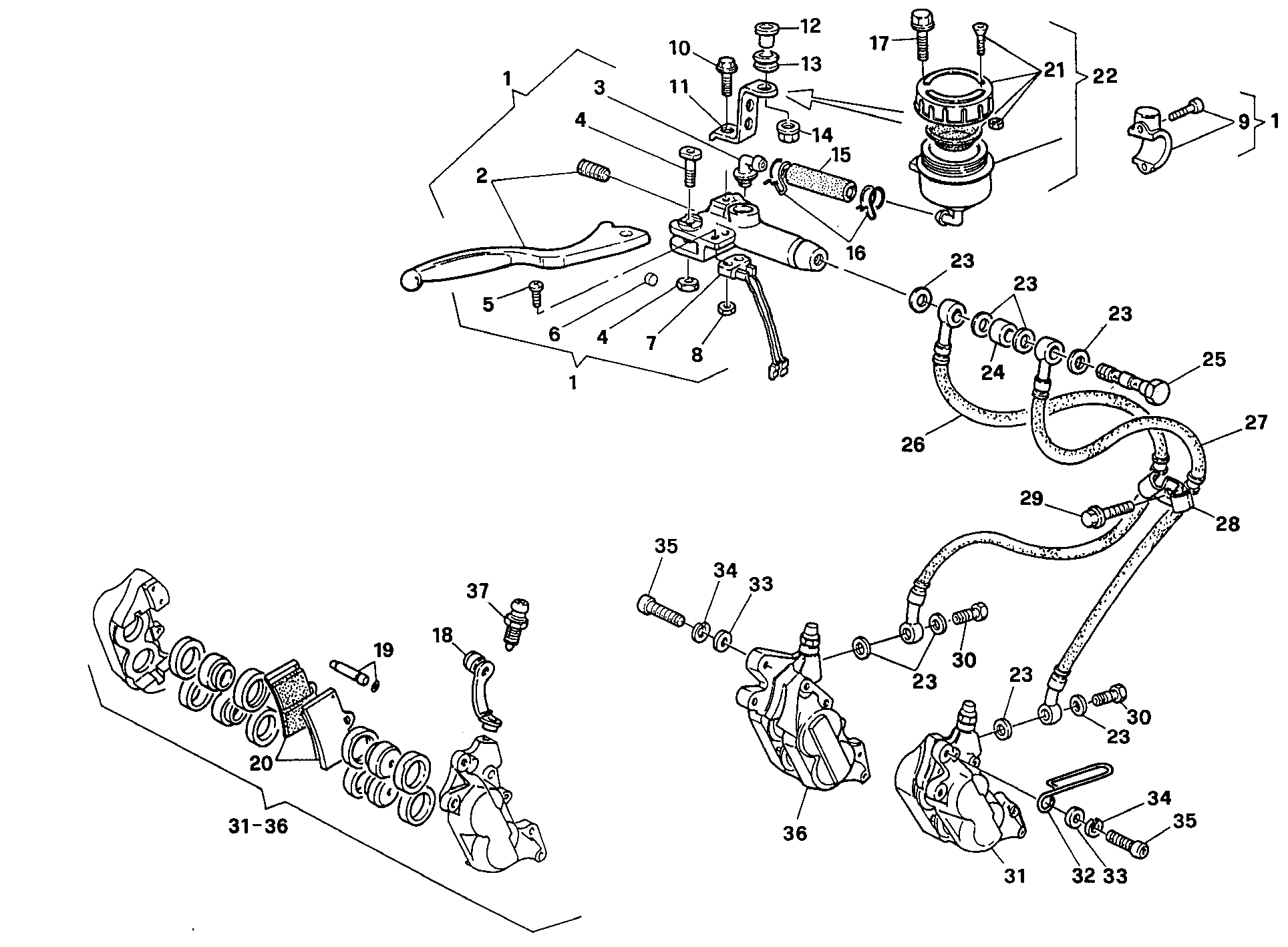 025 SYSTEME DE FREIN AVANT POUR SUPERBIKE 888 SP5 1993