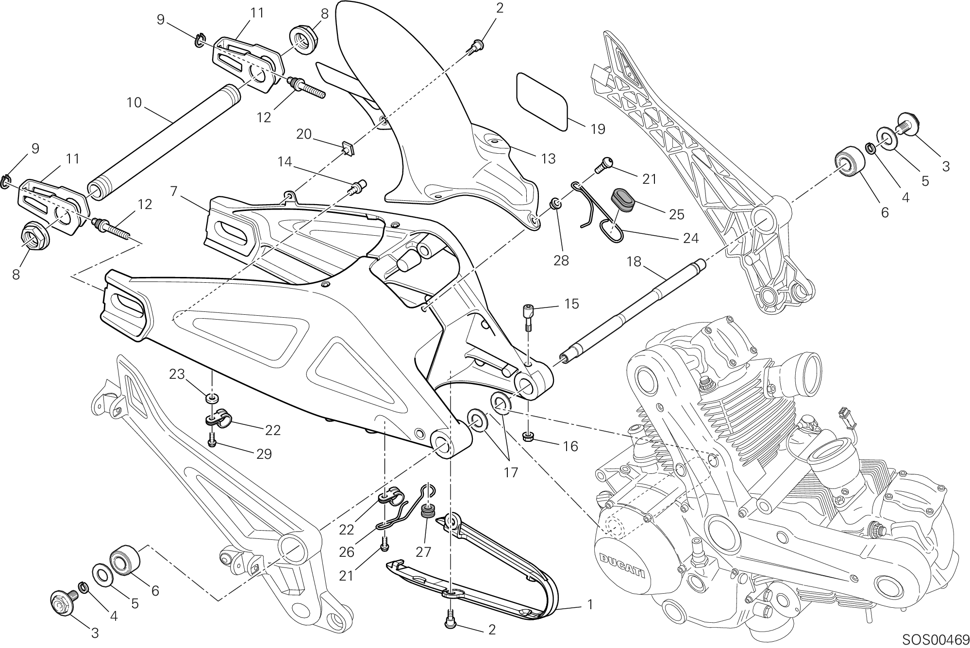 032 BRAS OSCILLANT POUR MONSTER 696 ABS ANNIVERSARY 2013