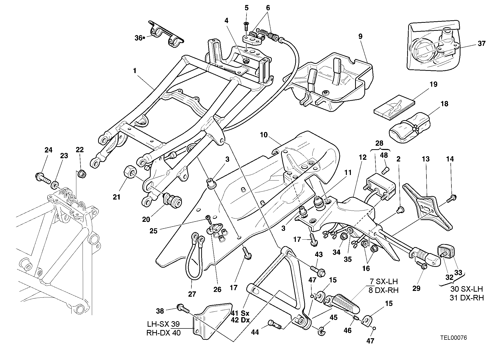 029 CADRE ARRIERE POUR SUPERBIKE 748 S 2001