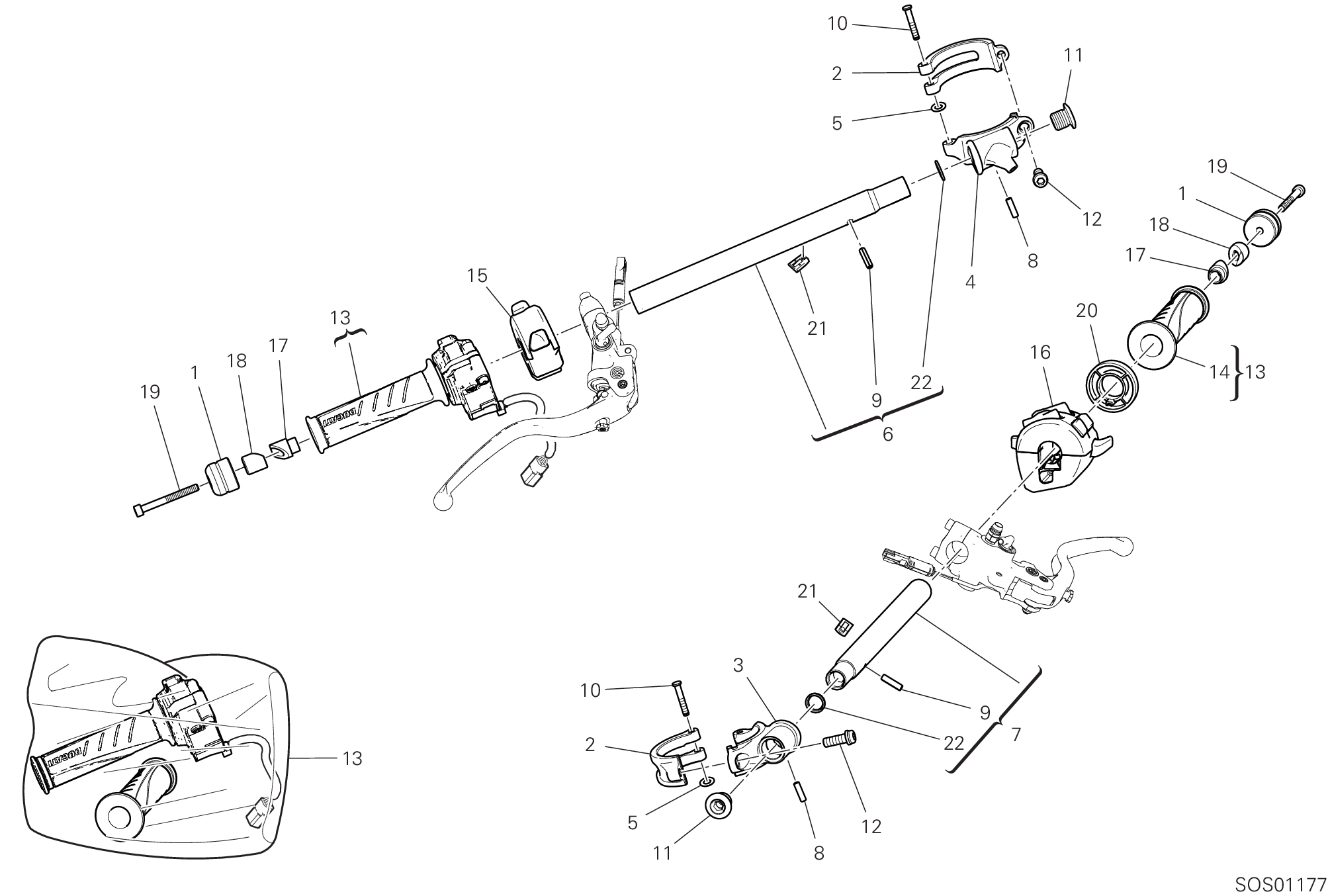 22A DEMI GUIDON POUR SUPERBIKE PANIGALE V4 2022