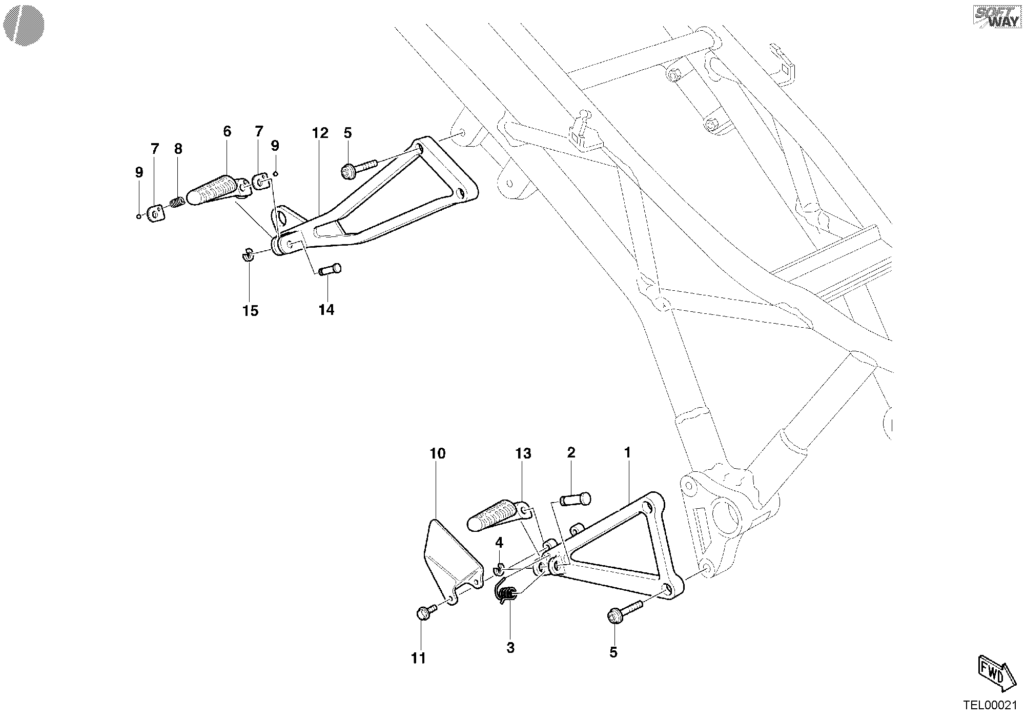 021 REPOSE PIEDS DROIT POUR SUPERSPORT 900 SS 2002