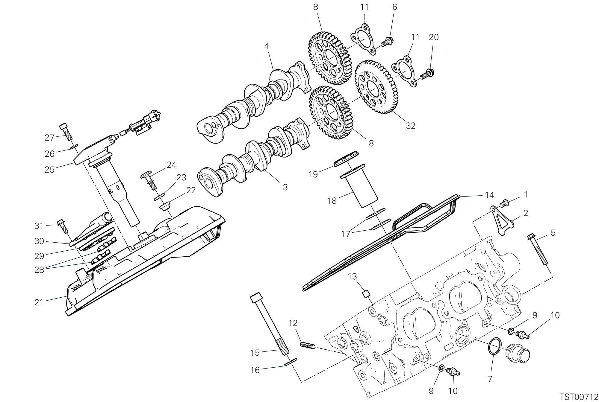 12B CULASSE ARRIERE  DISTRIBUTION POUR SUPERBIKE PANIGALE V4 R 2023