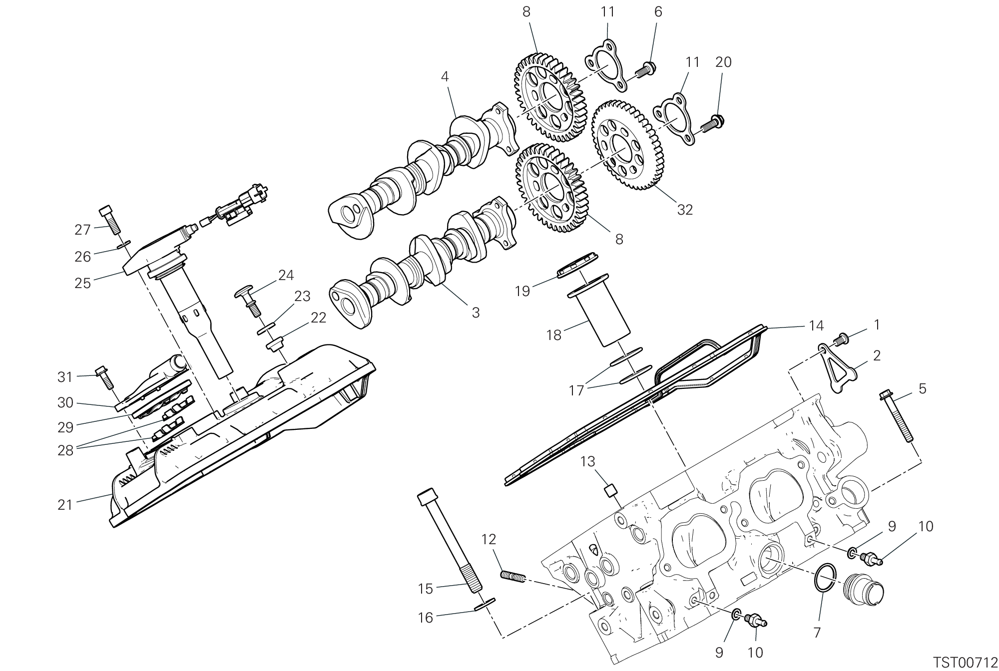 12B CULASSE ARRIERE  DISTRIBUTION POUR SUPERBIKE PANIGALE V4 R 2024