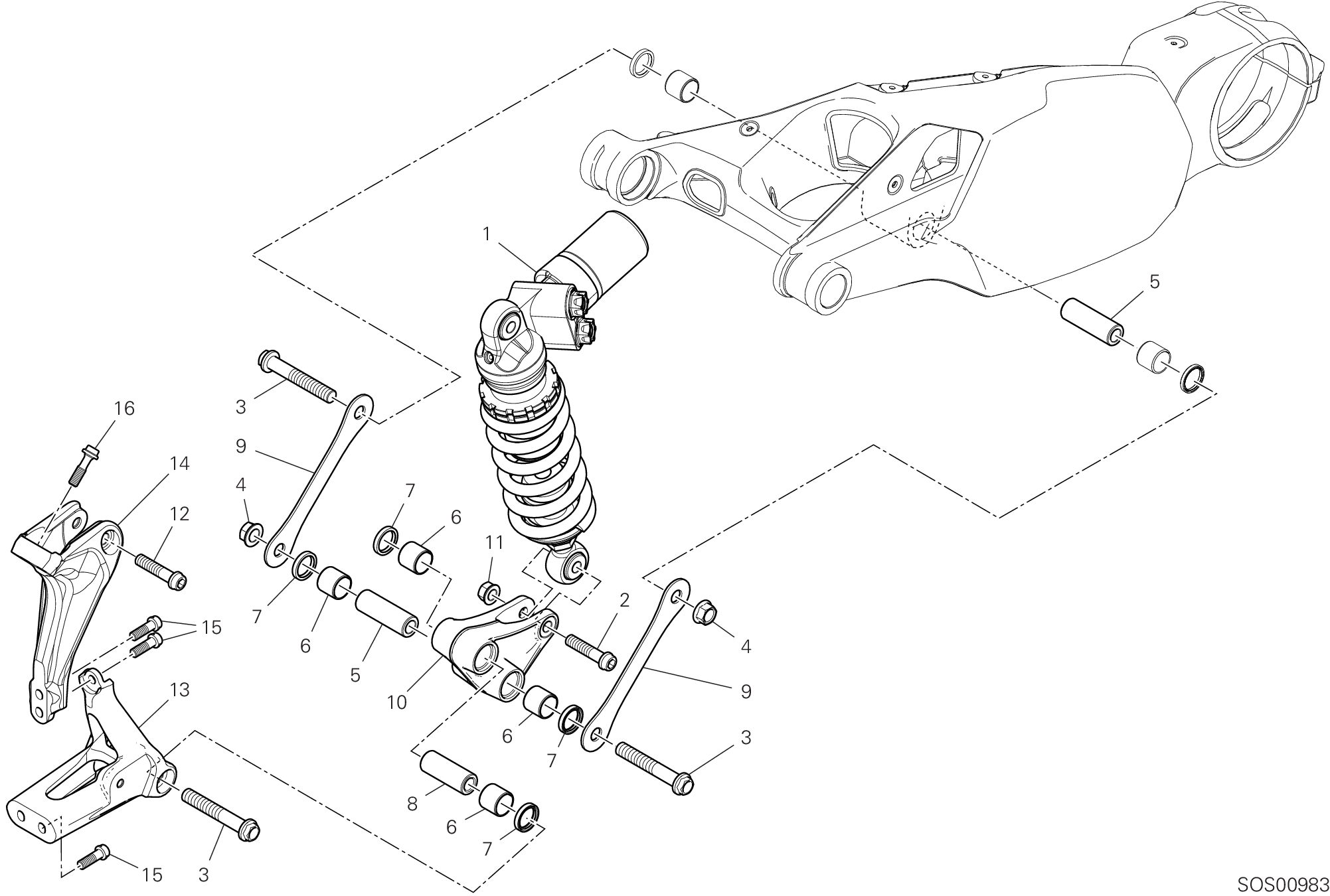 23A AMORTISSEUR ARRIERE POUR SUPERBIKE PANIGALE V4 R 2020