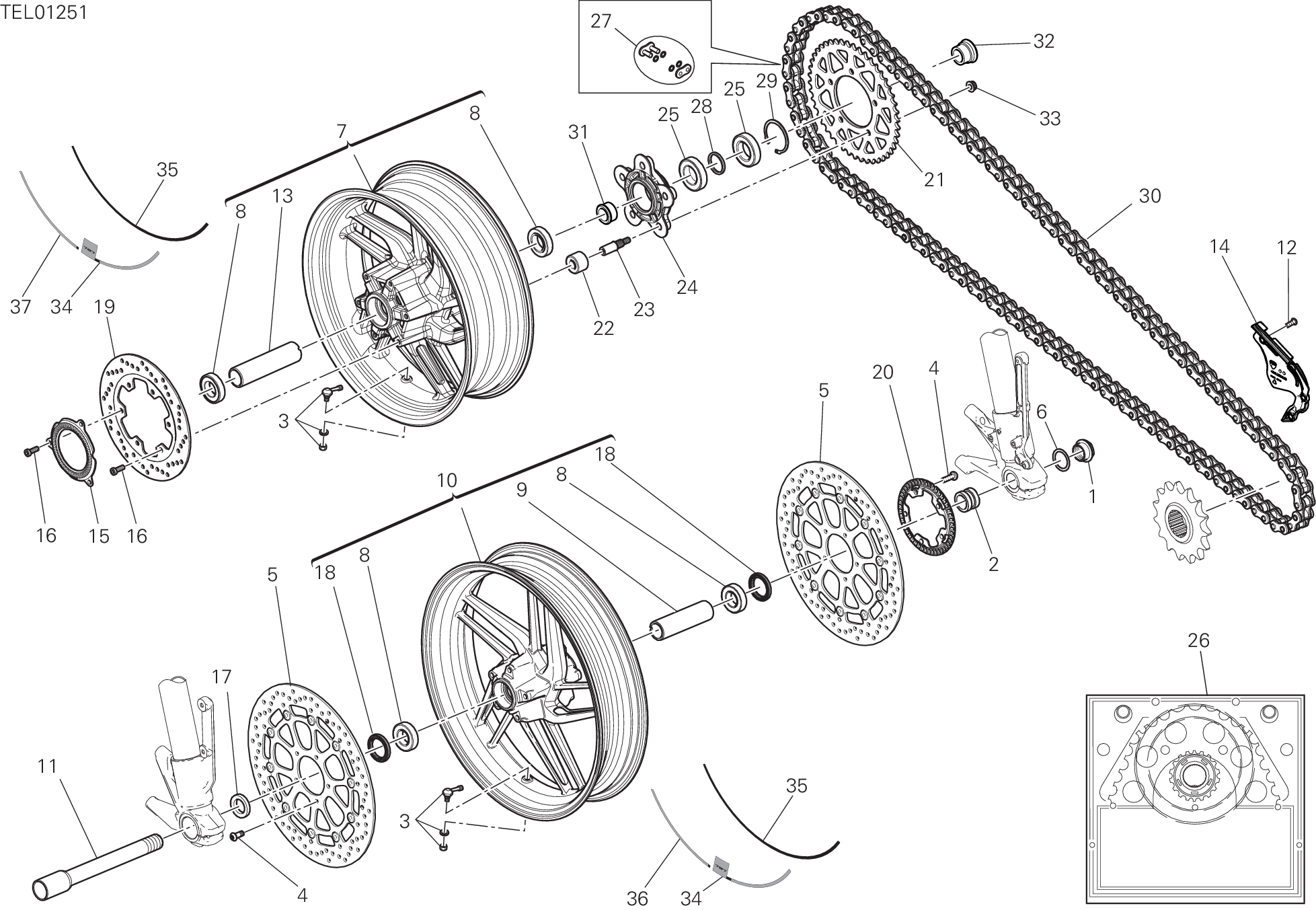 026 RUOTA ANTERIORE E POSTERIORE POUR MONSTER 797 2019