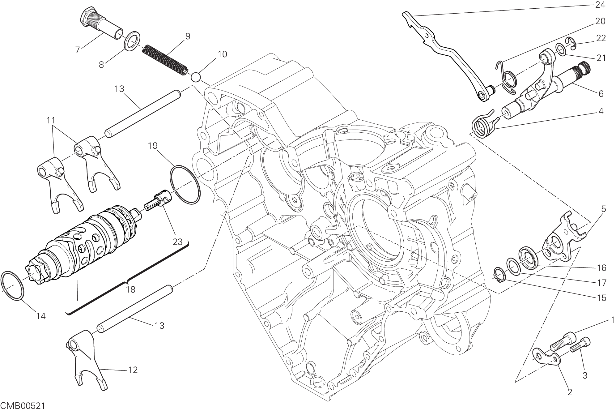002 ARBRE SELECTEUR DE VITESSES POUR XDIAVEL S 2020