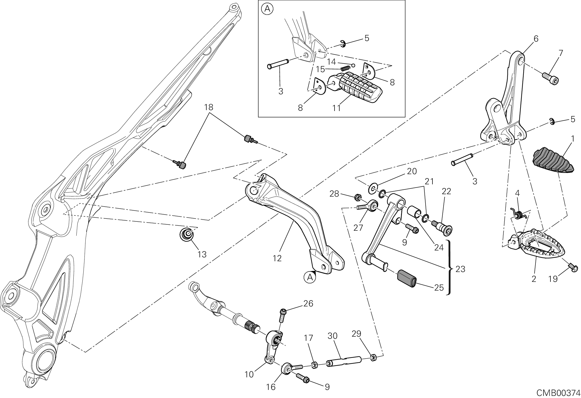 22C REPOSE PIED GAUCHE POUR DIAVEL STRADA 2014