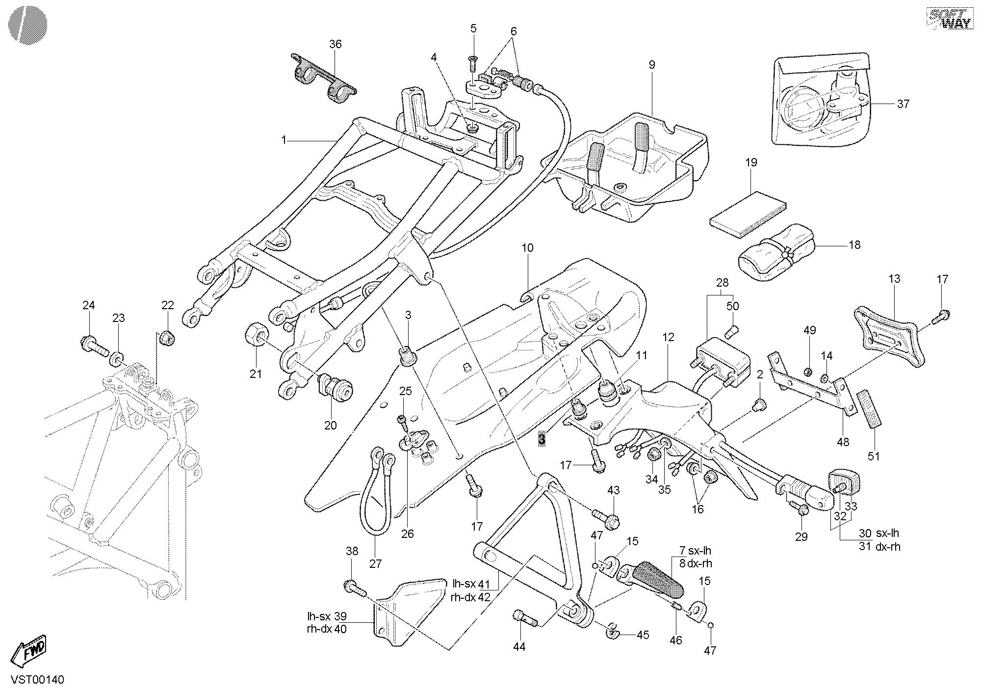 029 CADRE ARRIERE POUR SUPERBIKE 748 E 2002