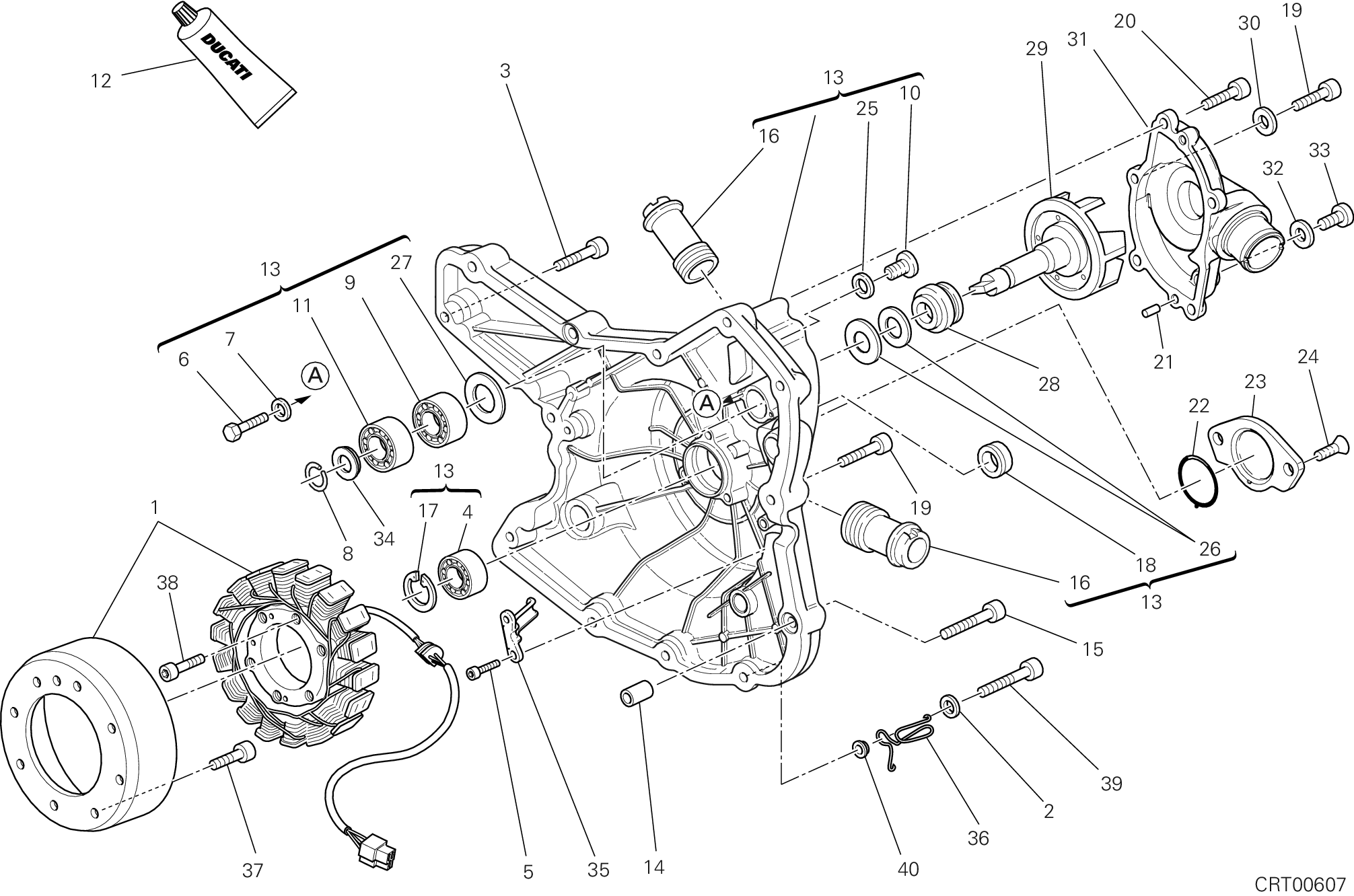 011 COUVERCLE GENERATEUR POMPE EAU POUR SUPERBIKE 848 EVO 2012