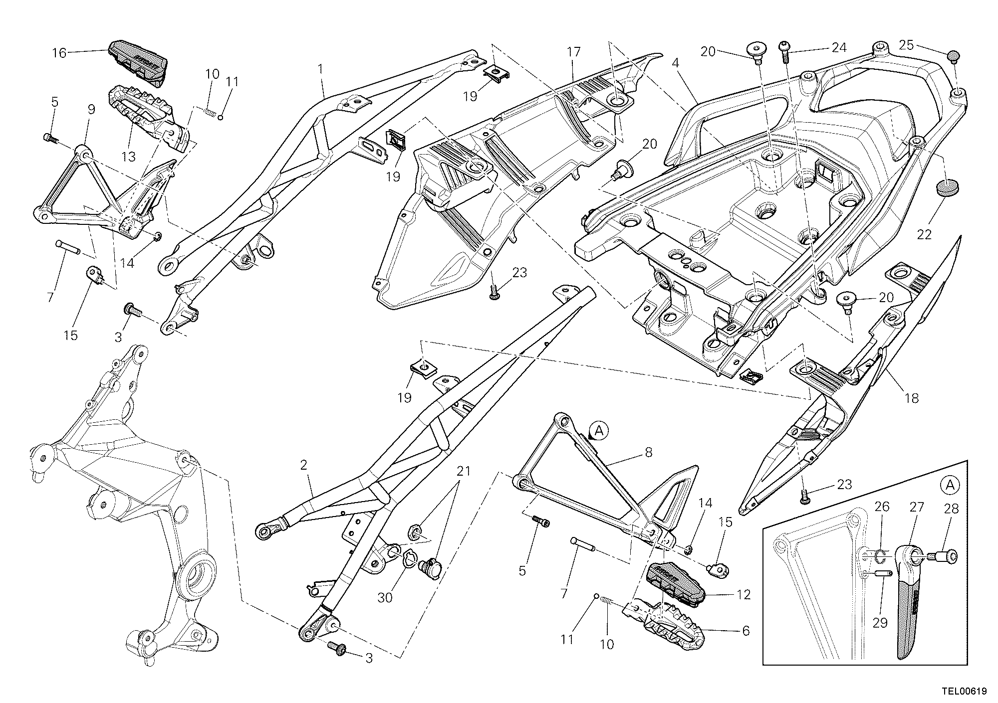 027 BRIDE ARRIERE POUR MULTISTRADA 1200 S TOURING 2010