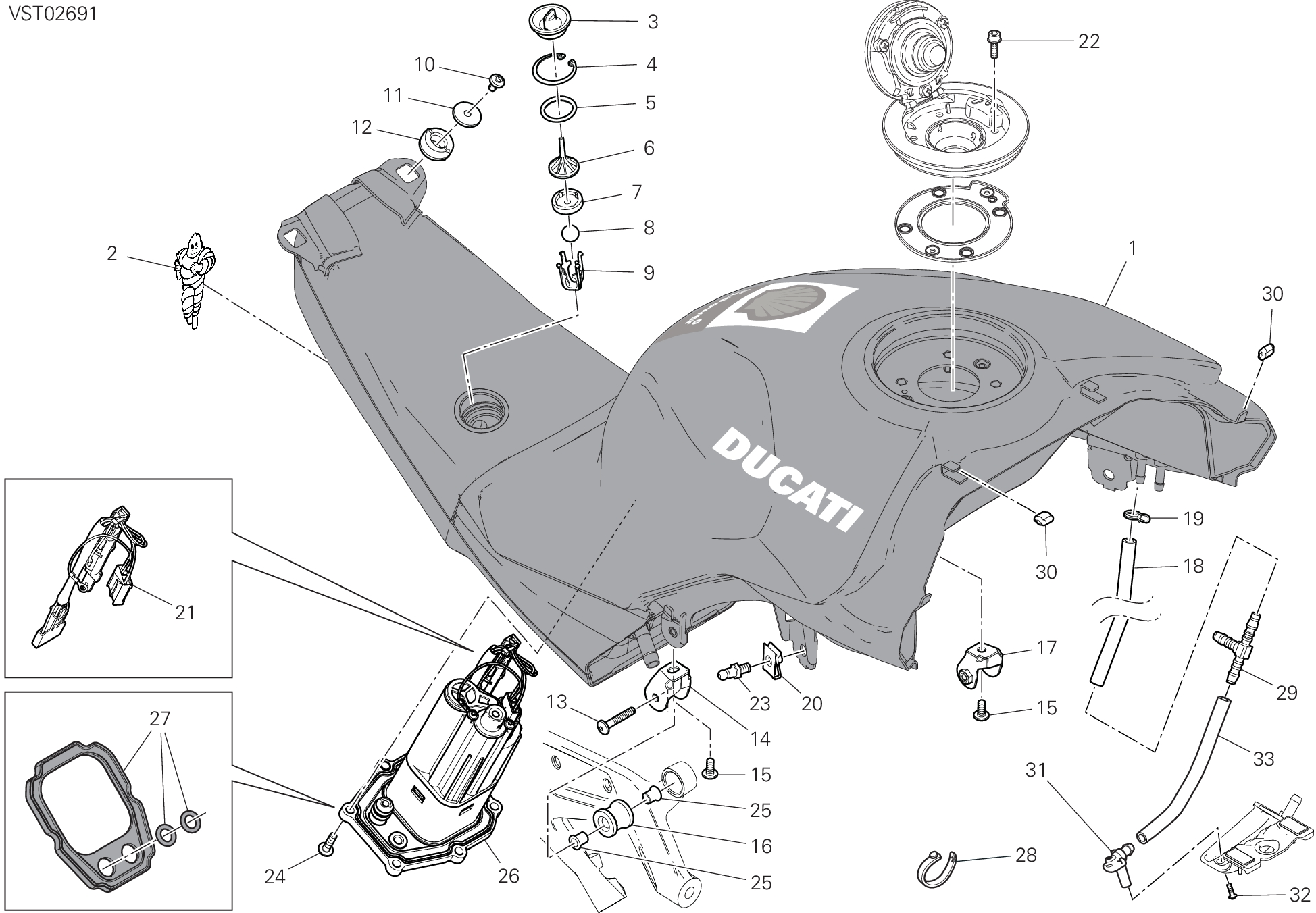 30A RESERVOIR POUR SUPERBIKE PANIGALE V4 2022 WORLD CHAMPION MOTOGP REPLICA 63 2024