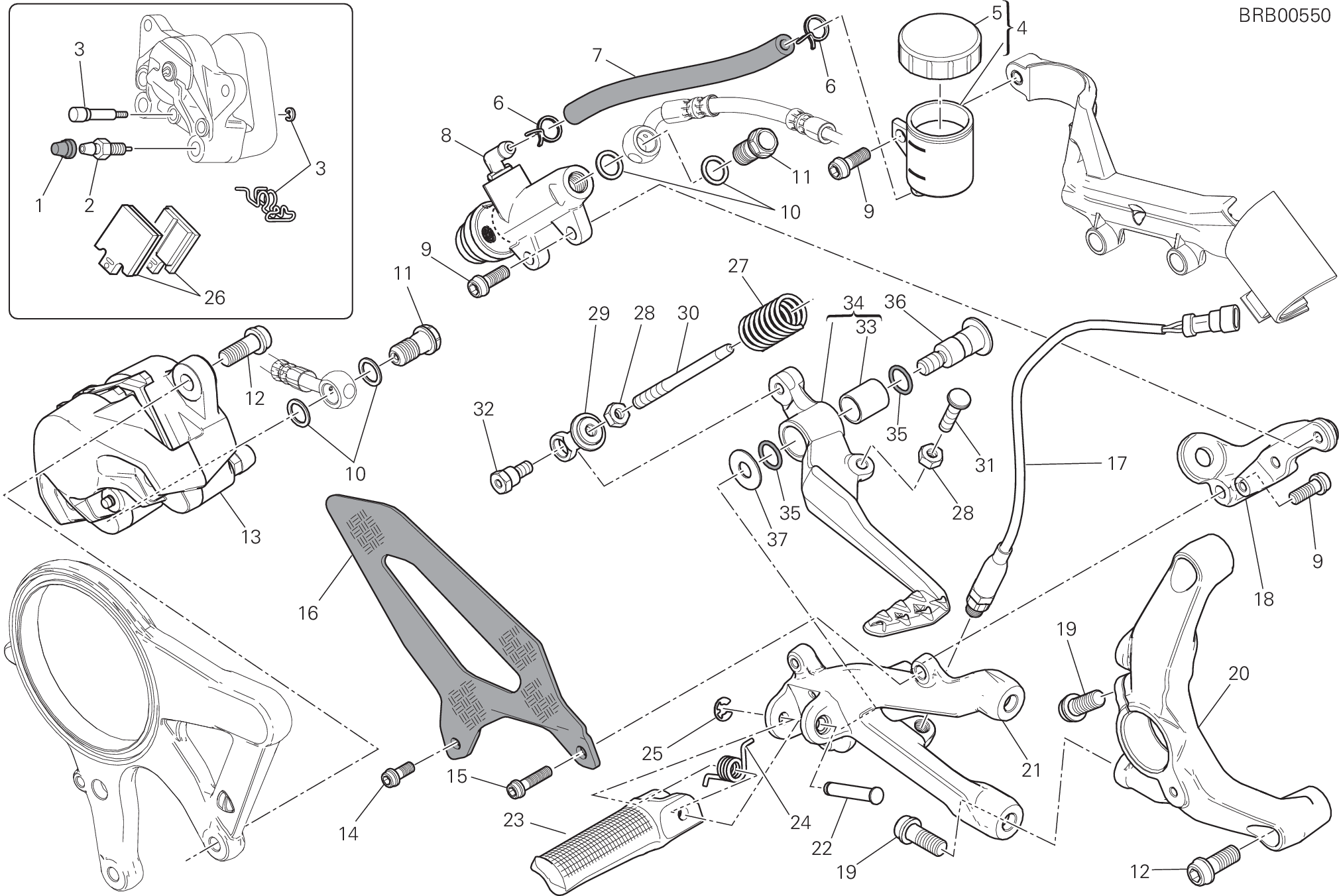 025 SYSTEME DE FREIN ARRIERE POUR SUPERBIKE 1299S 90 ANNIVERSARIO 2017