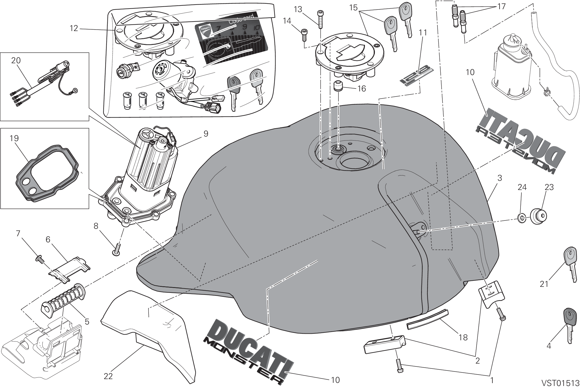 032 RESERVOIR CARBURANT POUR MONSTER 821 DARK 2015