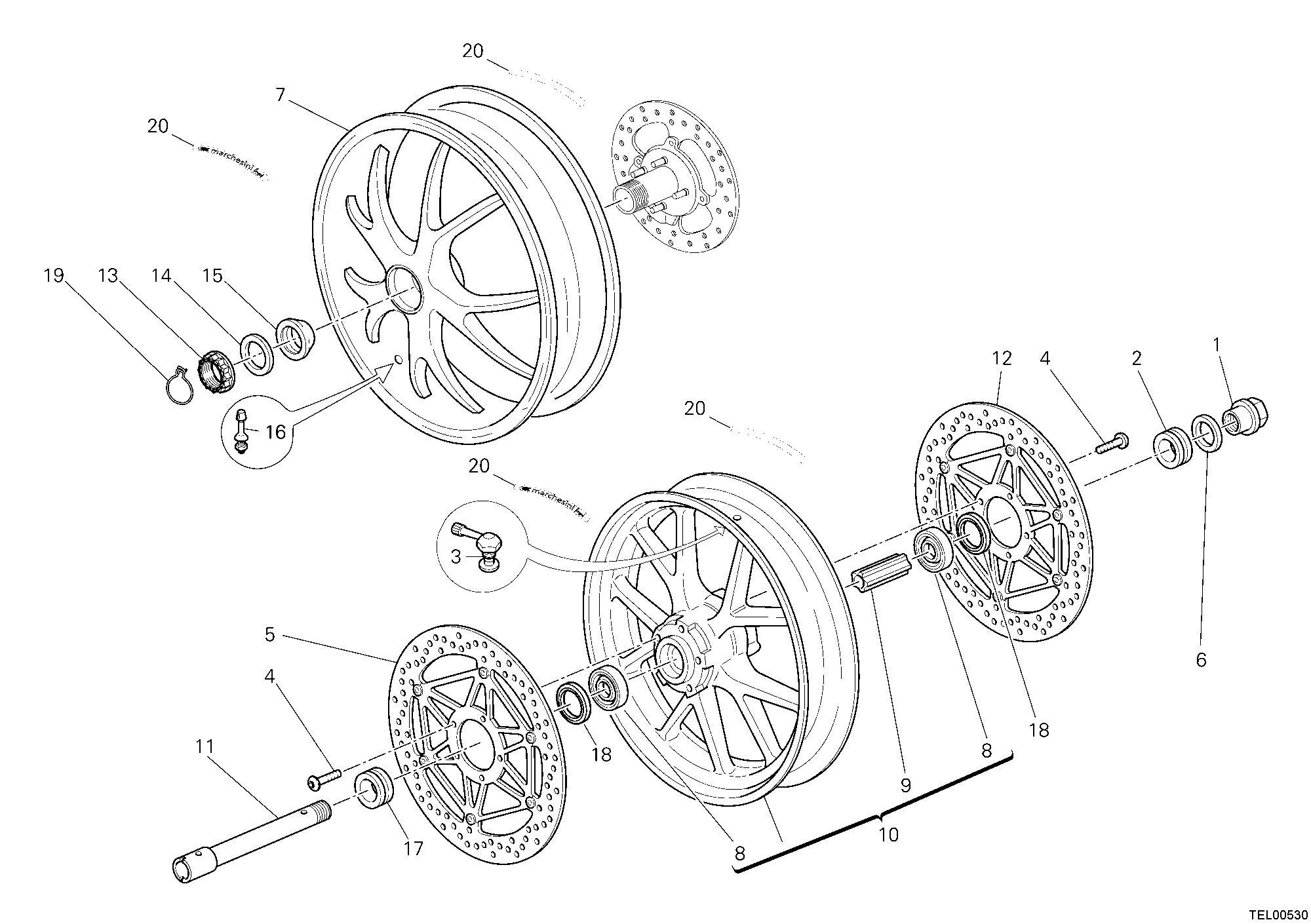 026 ROUES POUR SUPERBIKE 1098 S TRICOLORE 2008