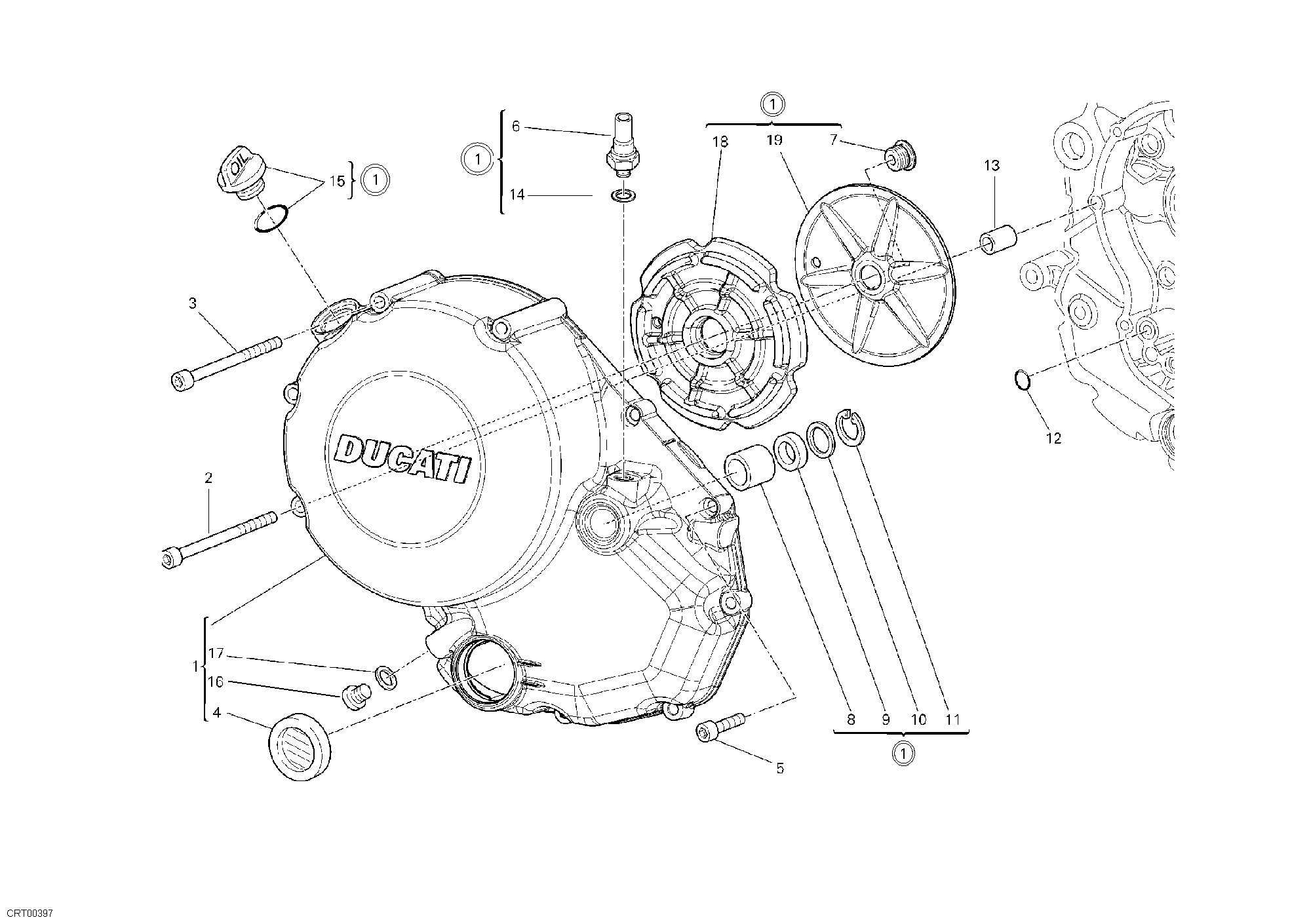 005 COUVERCLE EMBRAYAGE POUR HYPERMOTARD 796 2011