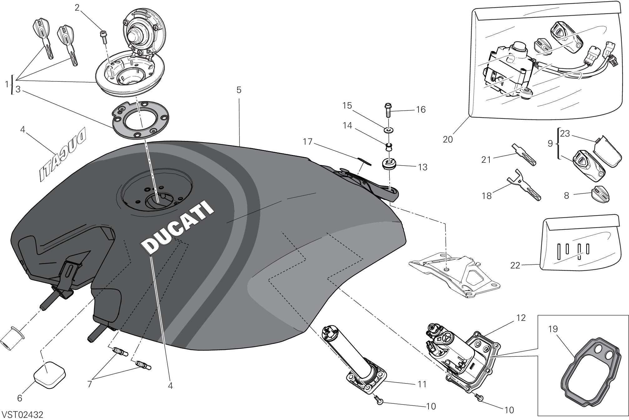 032 RESERVOIR CARBURANT POUR XDIAVEL NERA 2022