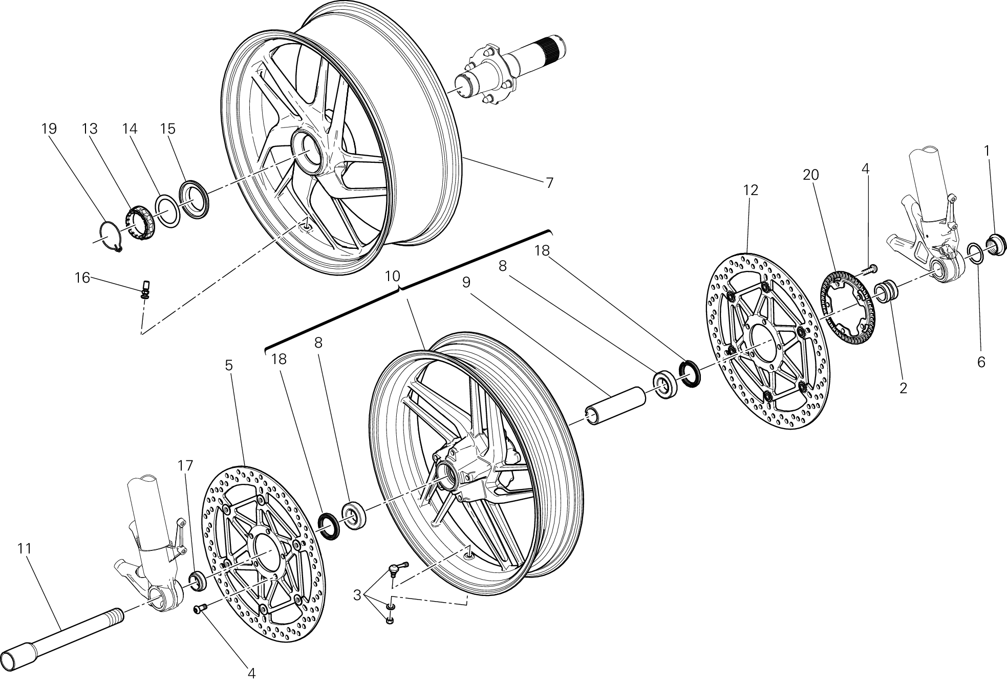 026 RUOTA ANTERIORE E POSTERIORE POUR SUPERBIKE 1199 PANIGALE 2013