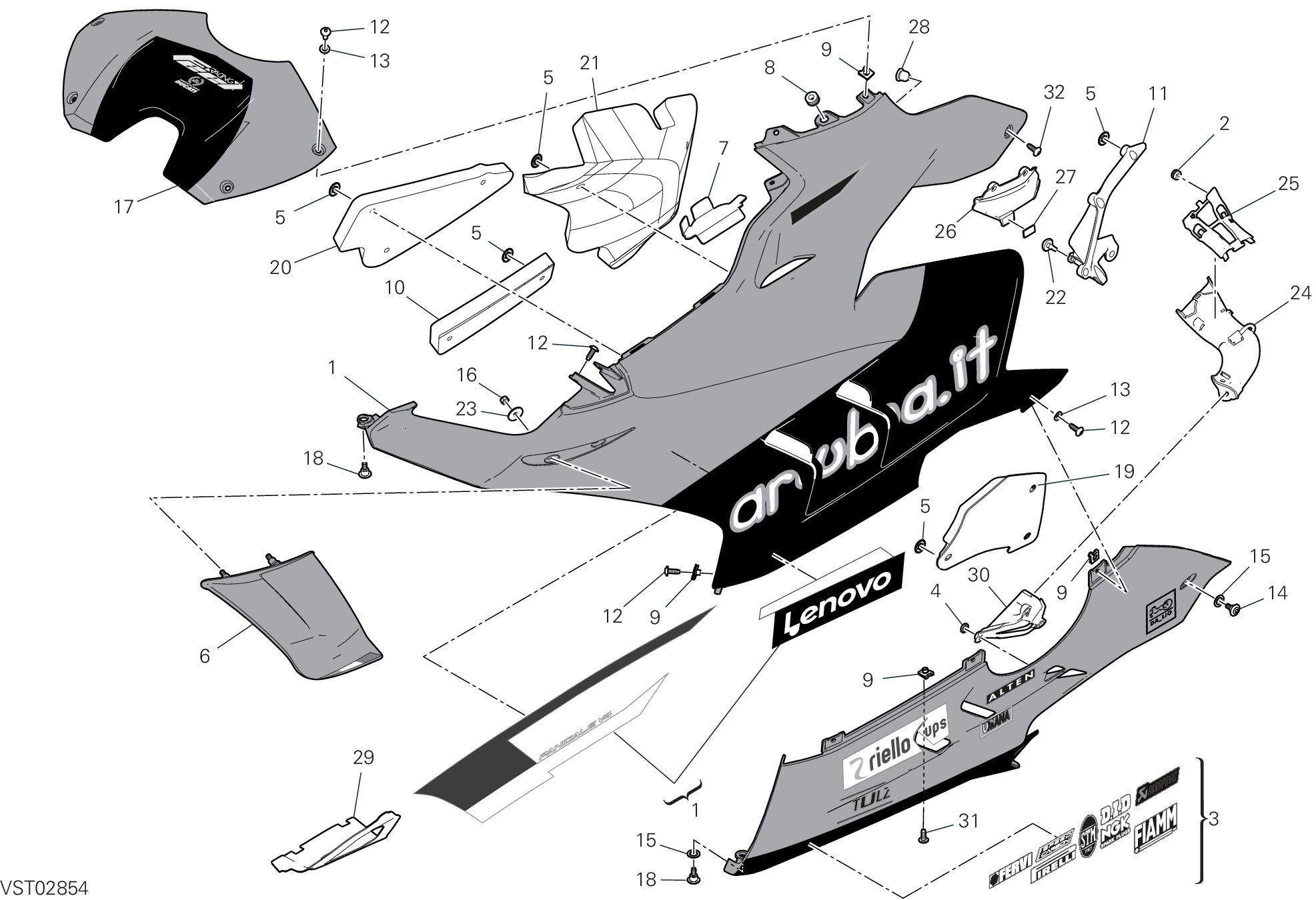 37C CARENE GAUCHE POUR SUPERBIKE PANIGALE V4 2023 BAUTISTA WORLD CHAMPION REPLICA 2024