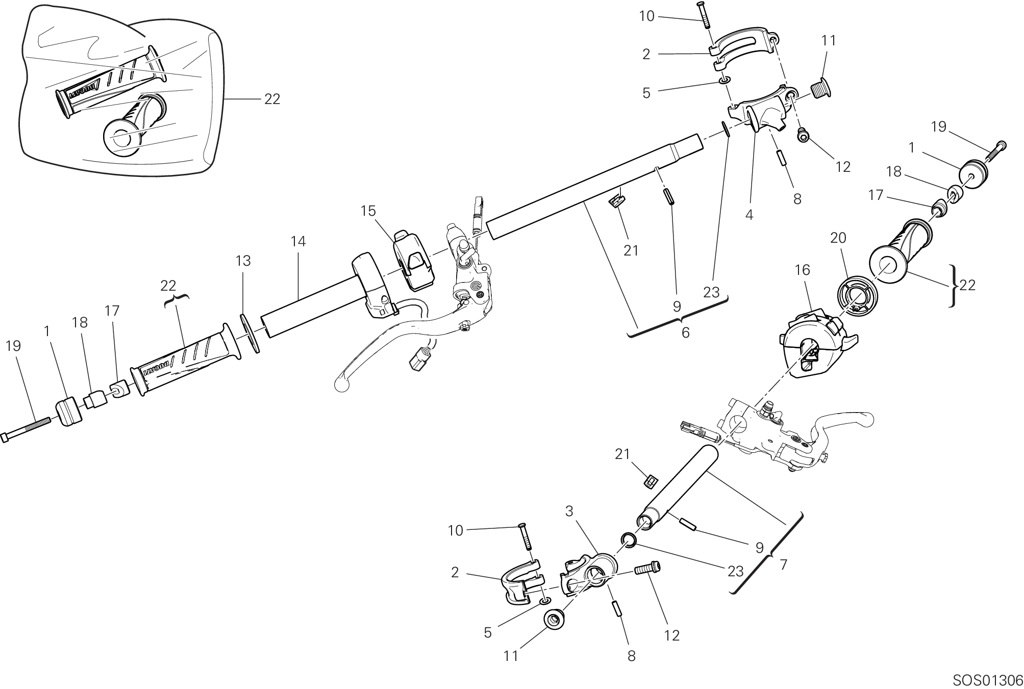 22A DEMI GUIDON POUR SUPERBIKE PANIGALE V4 S 2025