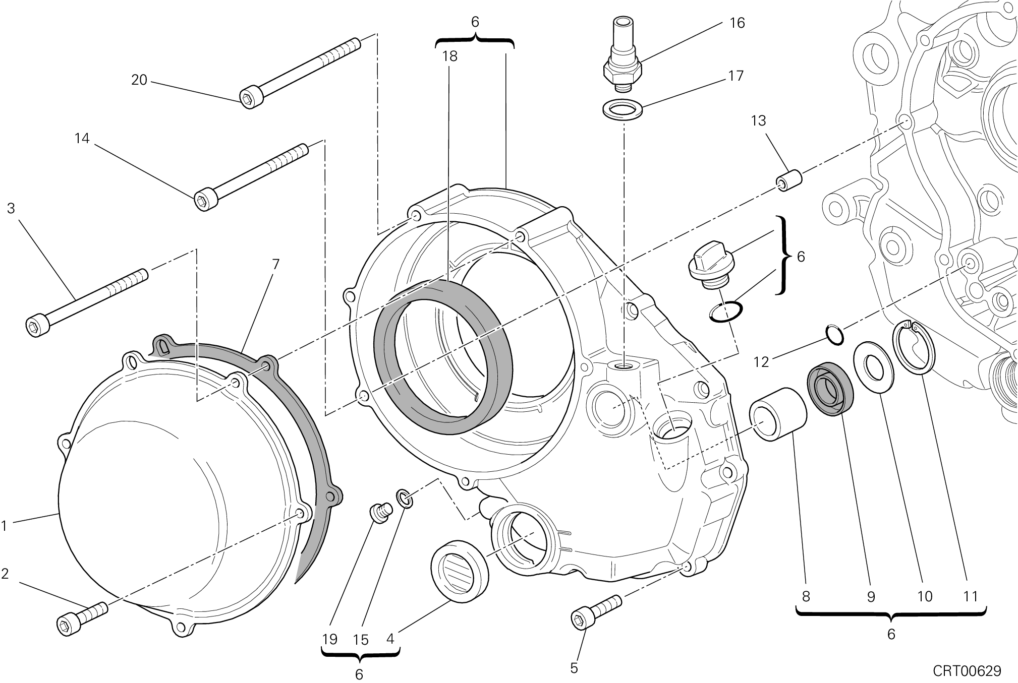 005 COUVERCLE EMBRAYAGE POUR HYPERMOTARD 1100 EVO SP 2012