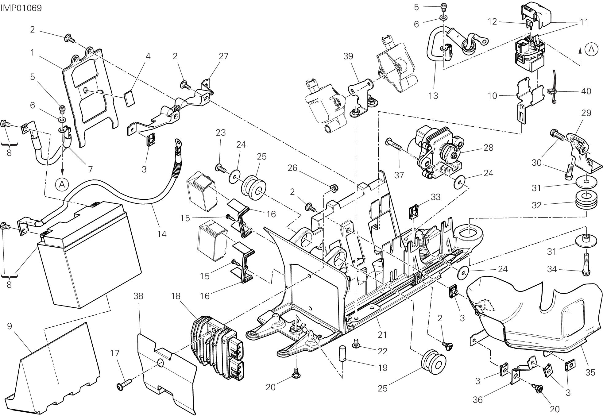 018 SUPPORT BATTERIE POUR XDIAVEL 2019
