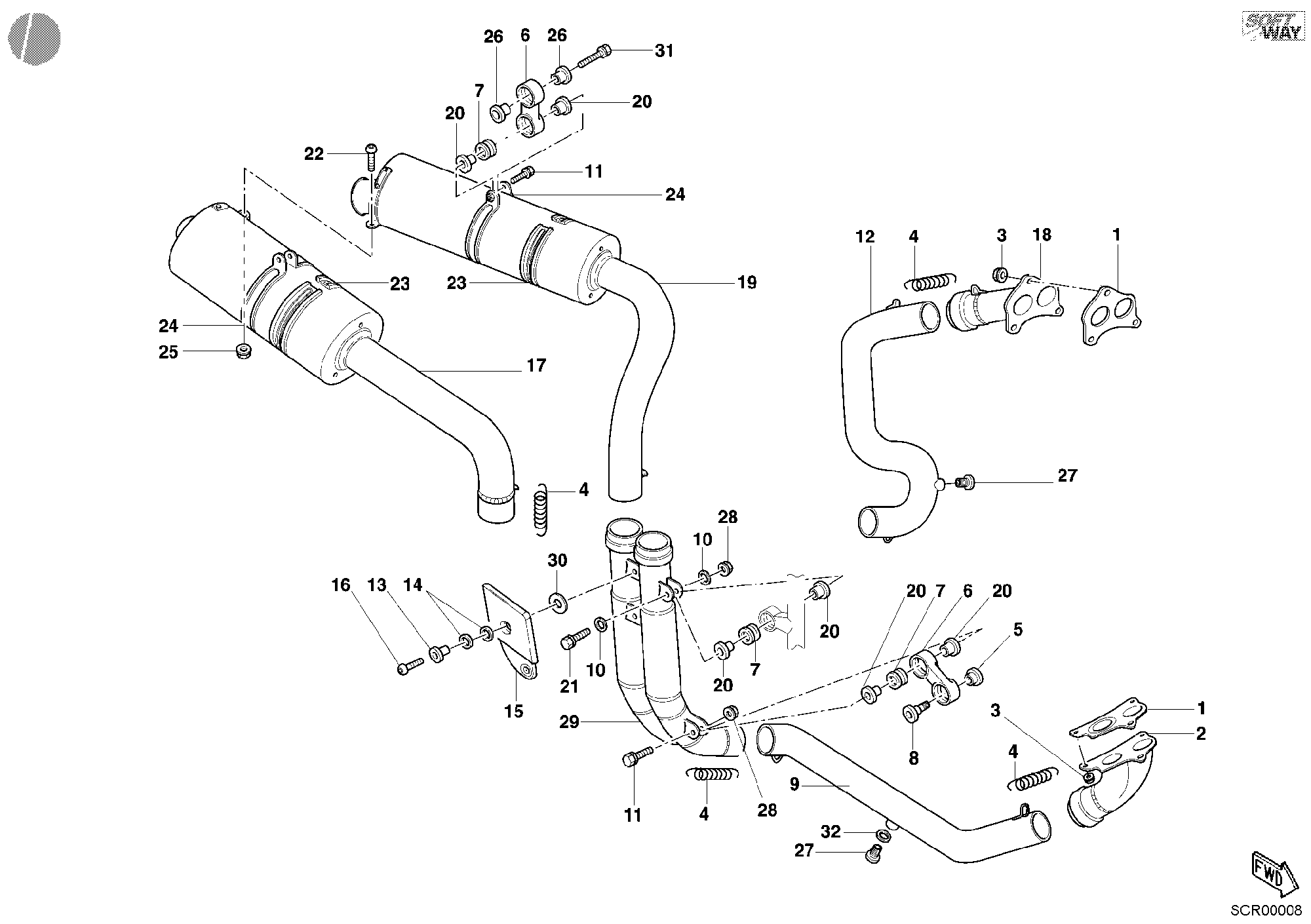 019 ECHAPPEMENT POUR SUPERBIKE 748 E 2001