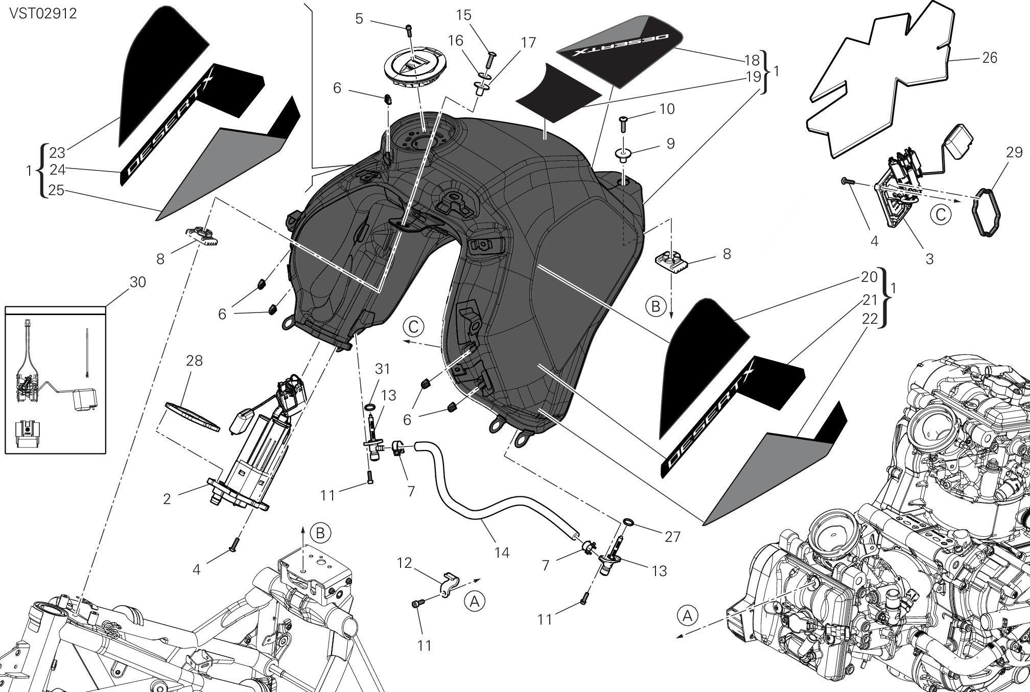 29A RESERVOIR CARBURANT POUR DESERT X DISCOVERY 2025