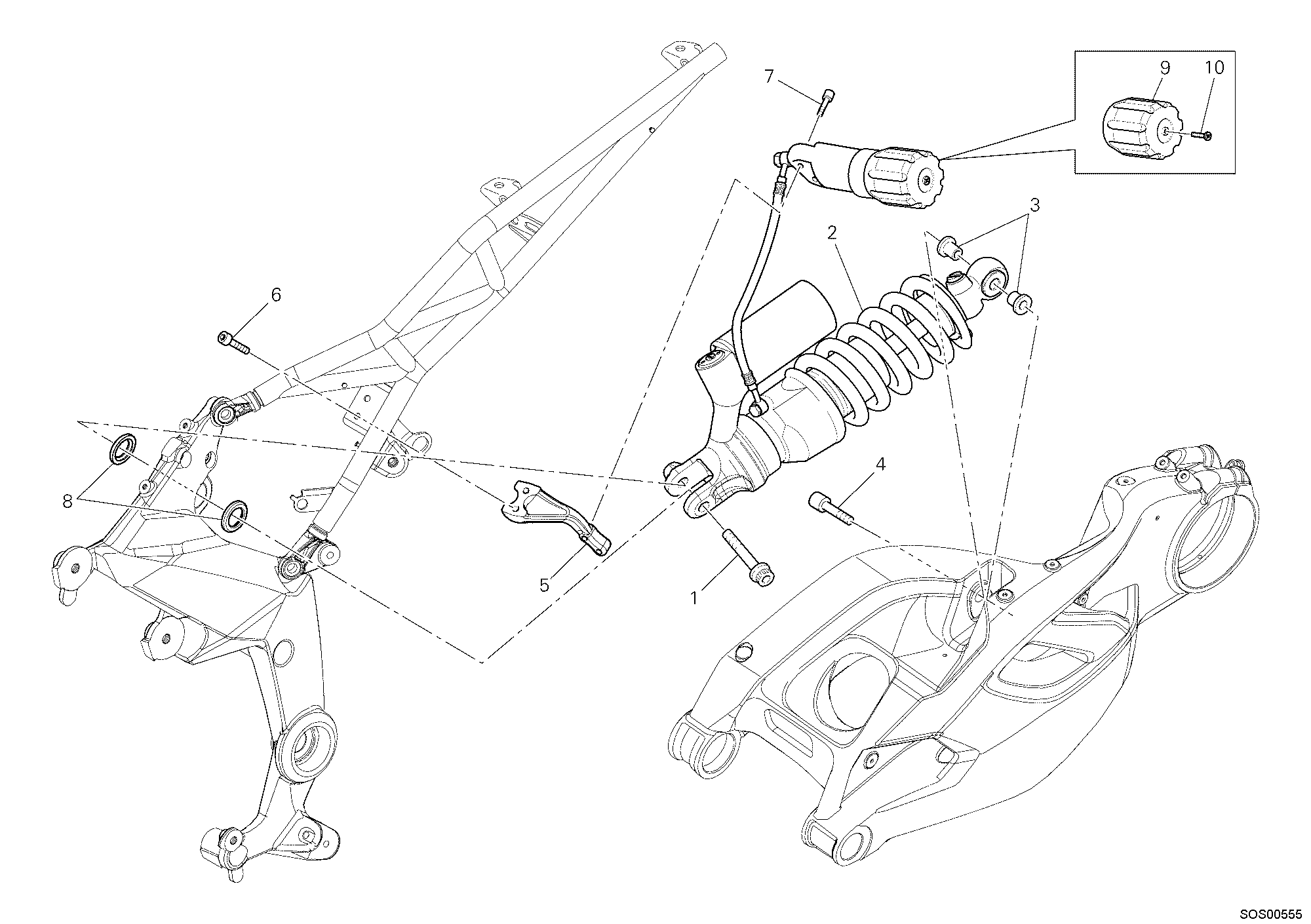 028 AMORTISSEUR ARRIERE POUR MULTISTRADA 1200 ABS 2012