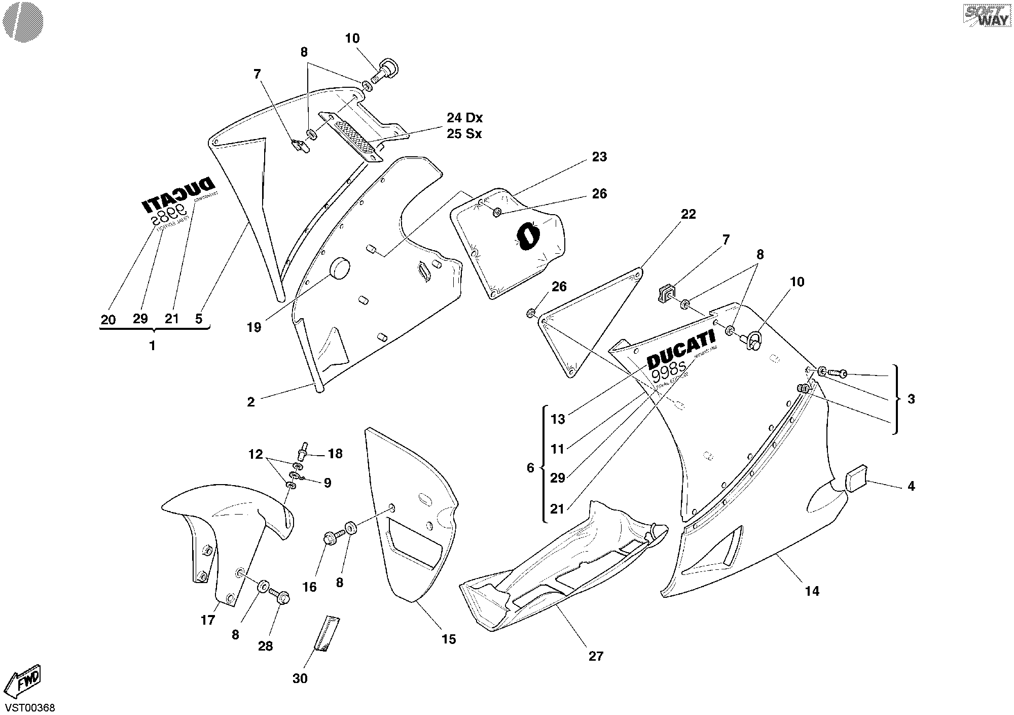 36A HABILLAGE POUR SUPERBIKE 998 FINAL ED SINGLE SEAT 2004
