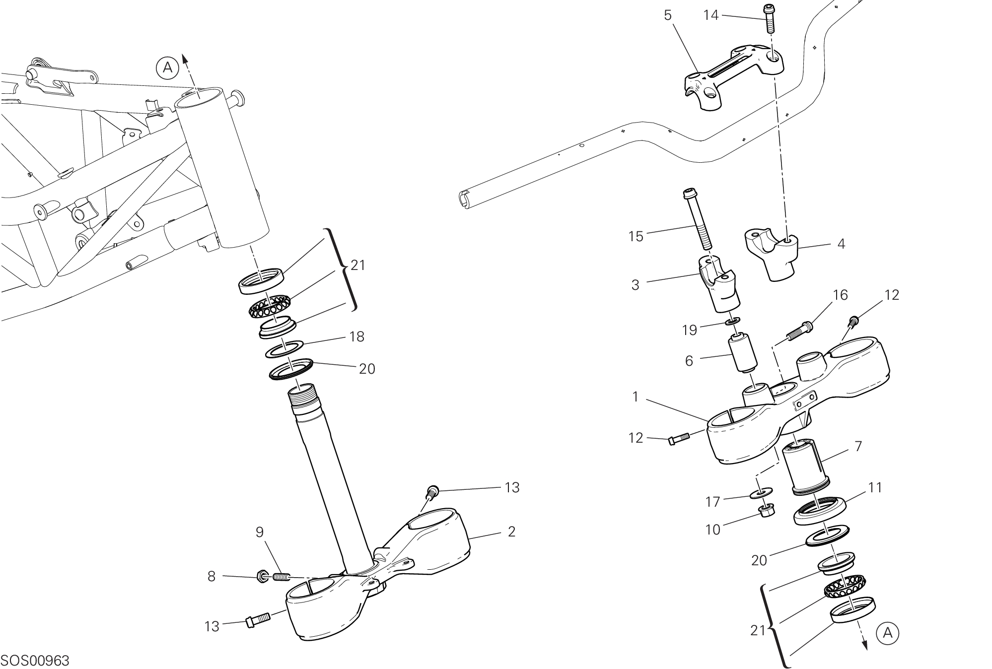 17A ENSEMBLE DIRECTION POUR HYPERMOTARD 950 SP 2019