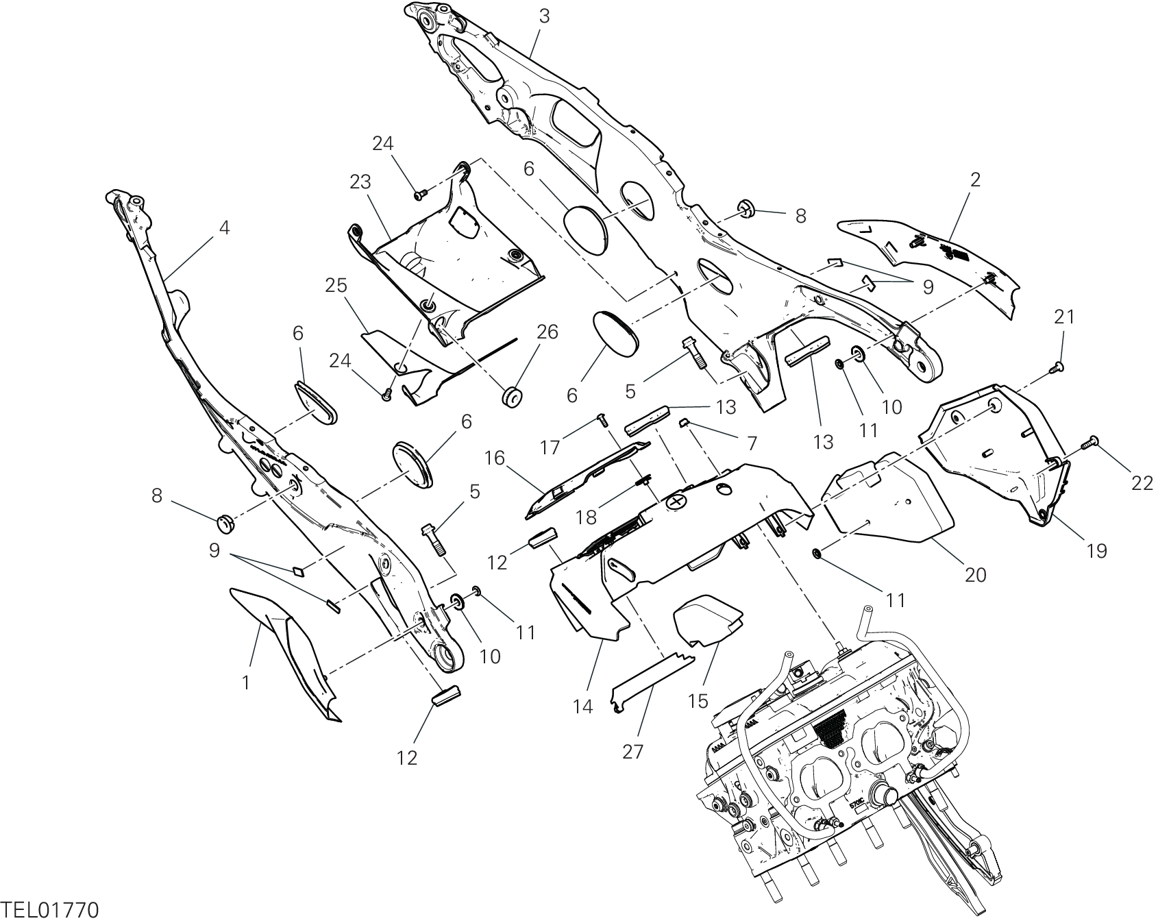 33B BRIDE ARRIERE POUR SUPERBIKE PANIGALE V4 2025
