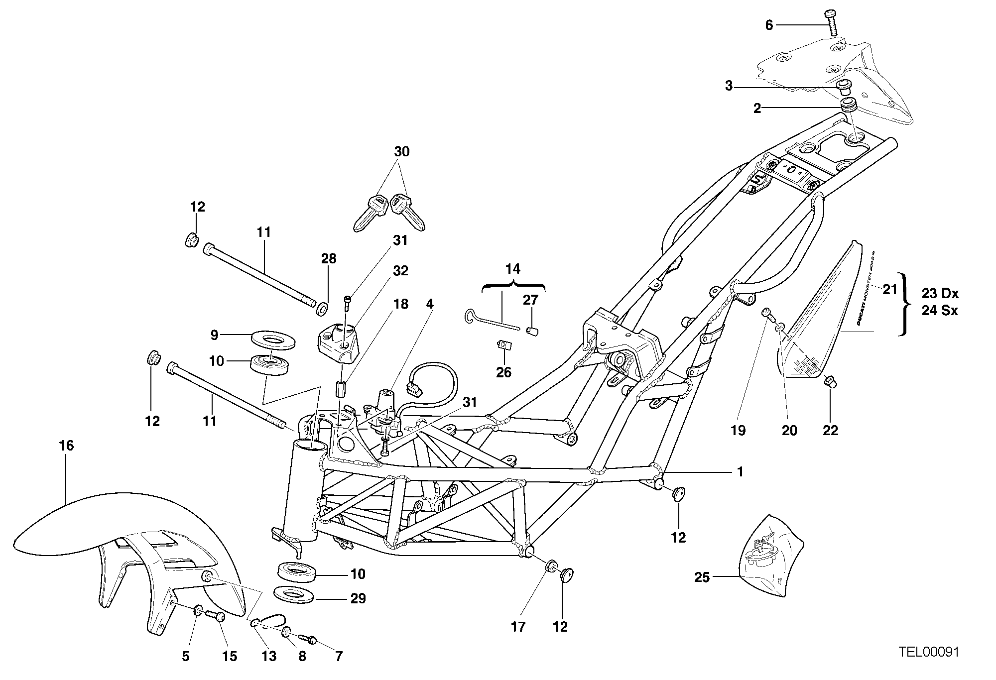 030 CADRE POUR MONSTER 900 2001