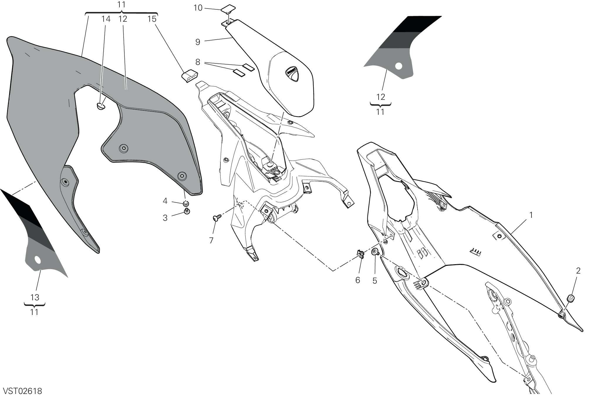 37D QUEUE DE CARENAGE POUR SUPERBIKE PANIGALE V4 R 2023