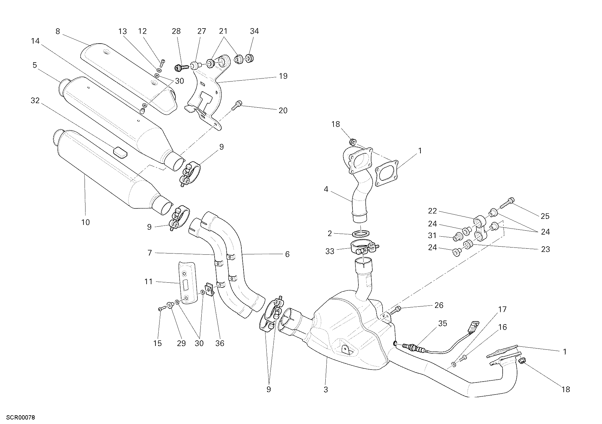 023 ECHAPPEMENT POUR MONSTER S4R 2008