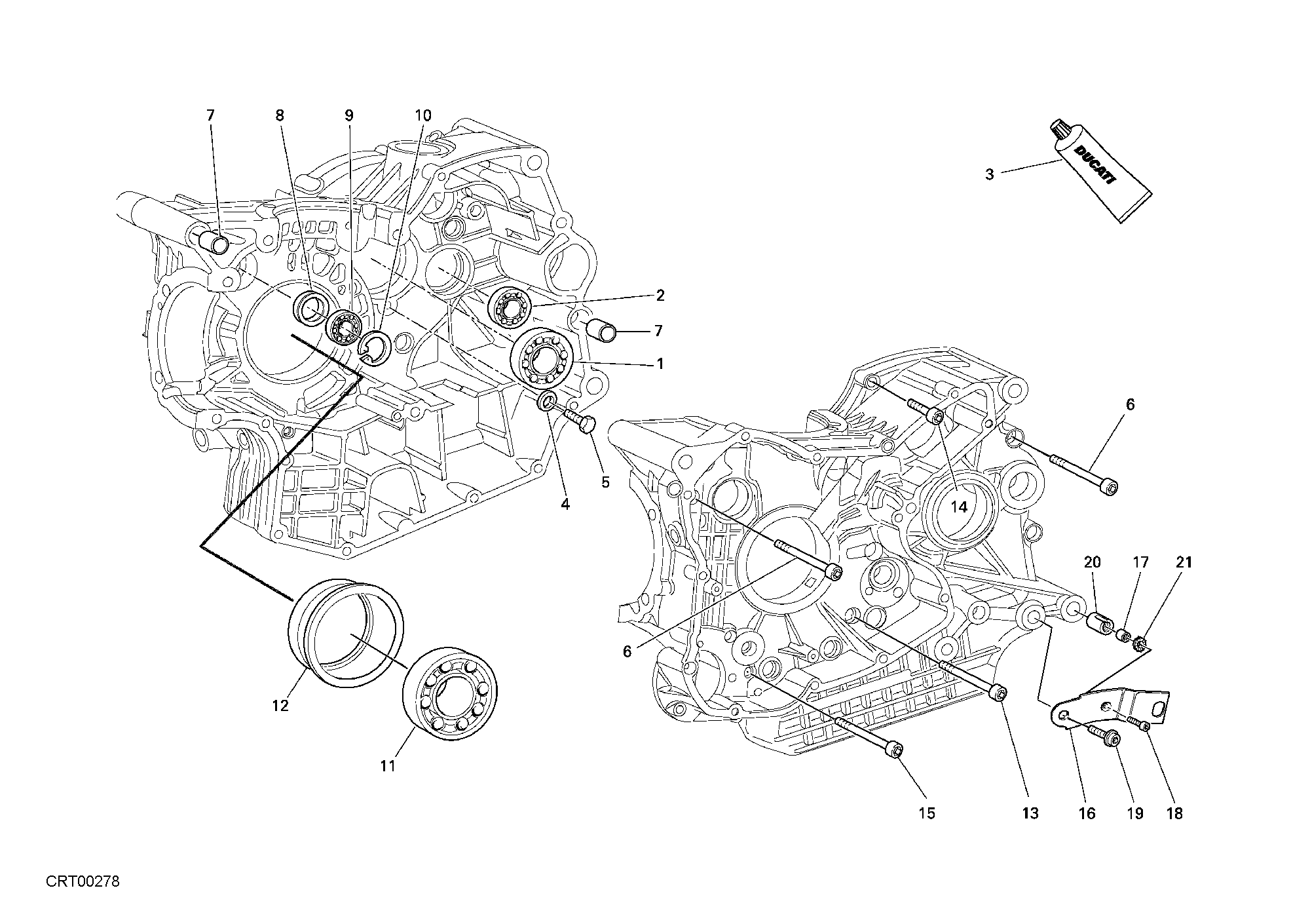 10A ROULEMENTS CARTER MOTEUR POUR SUPERBIKE 749 DARK 2006