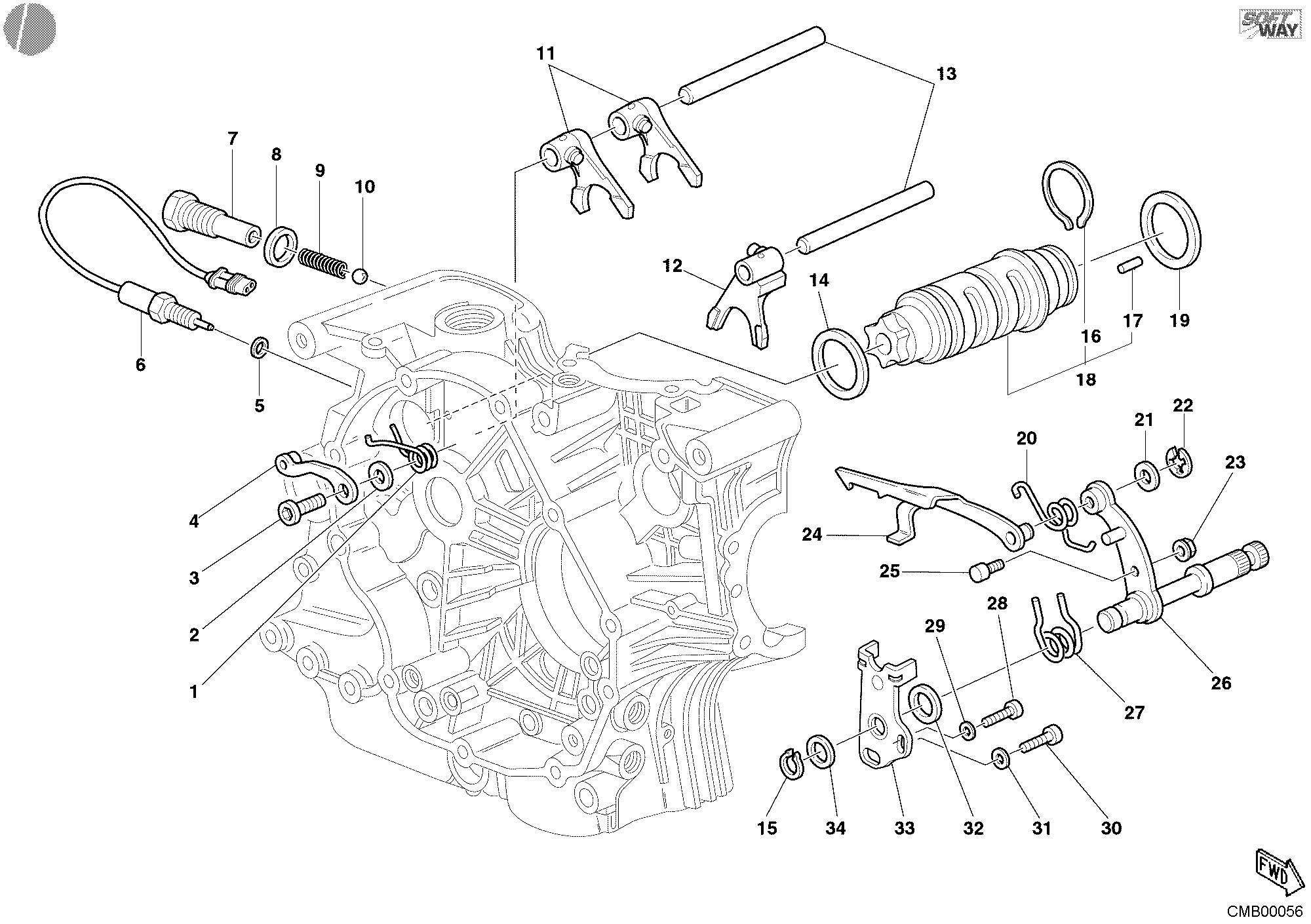 002 ARBRE SELECTEUR DE VITESSES POUR MONSTER 620 2004