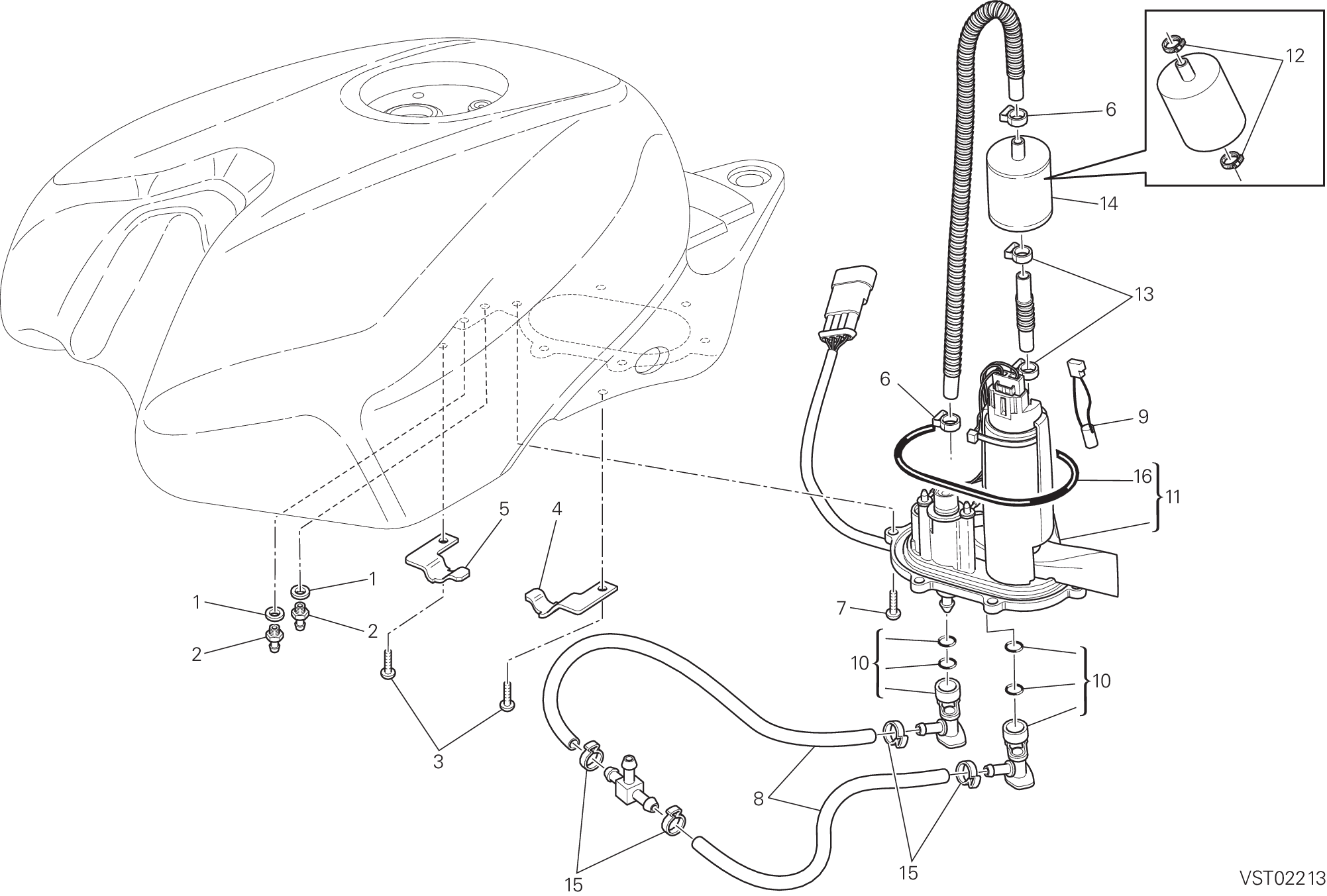 32A POMPE A CARBURANT POUR SUPERBIKE 848 HAYDEN 2010