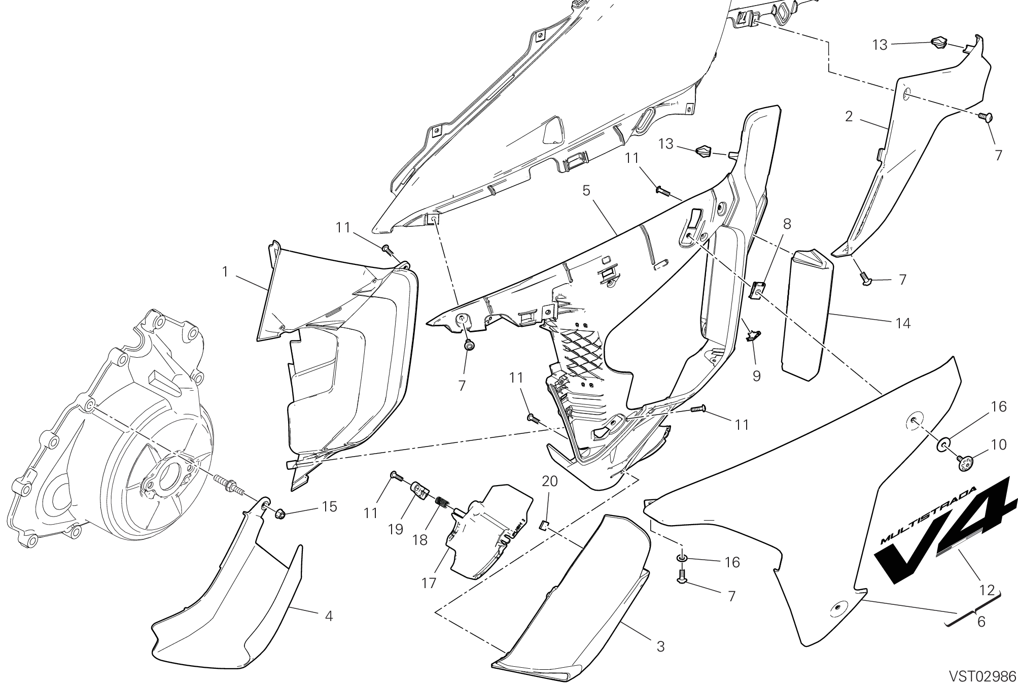 37F PANNEAU LATERAL GAUCHE POUR MULTISTRADA V4 2025
