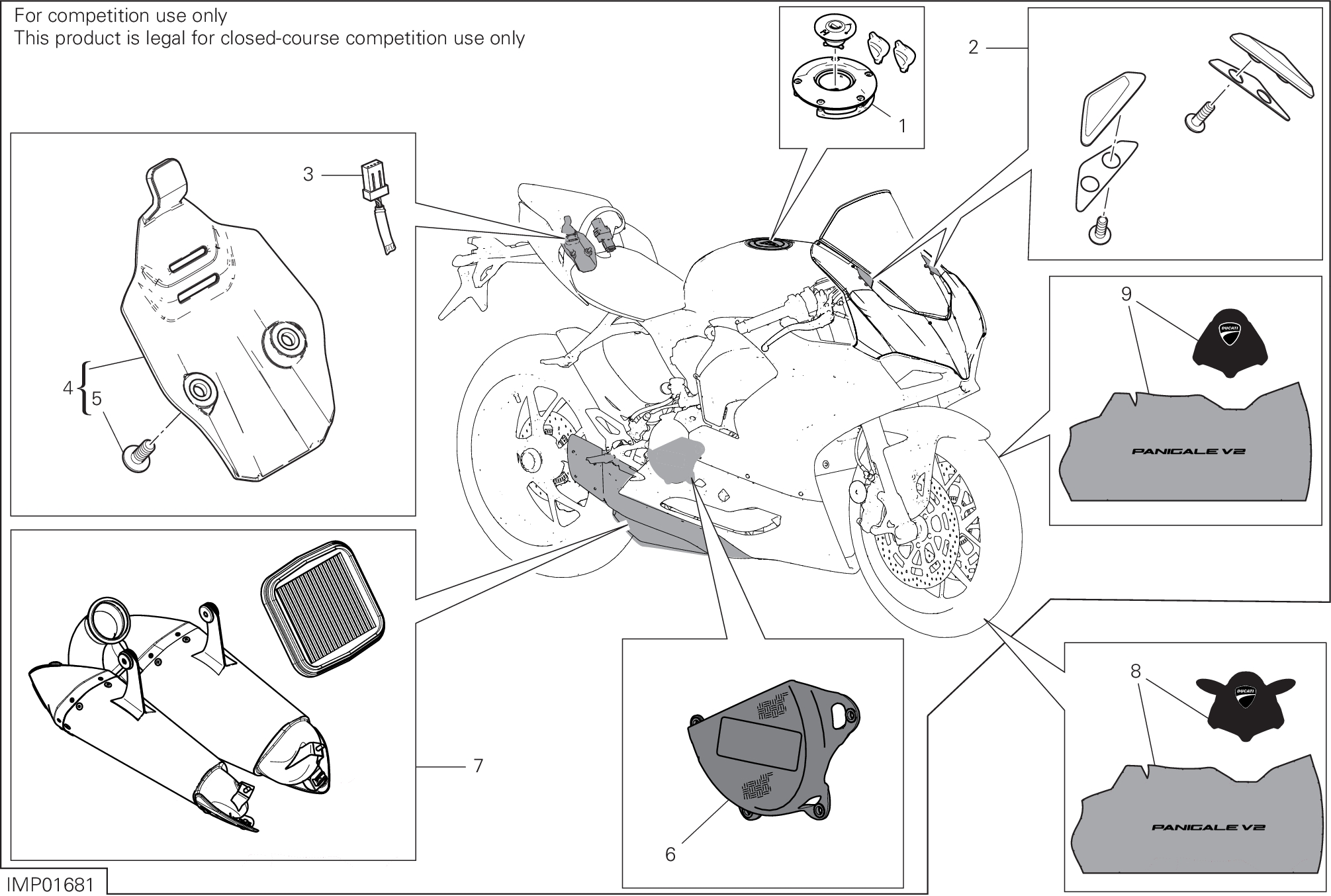 38A ACCESSOIRES POUR SUPERBIKE PANIGALE V2 BULEGA 2023 WORLD CHAMPION REPLICA 2025