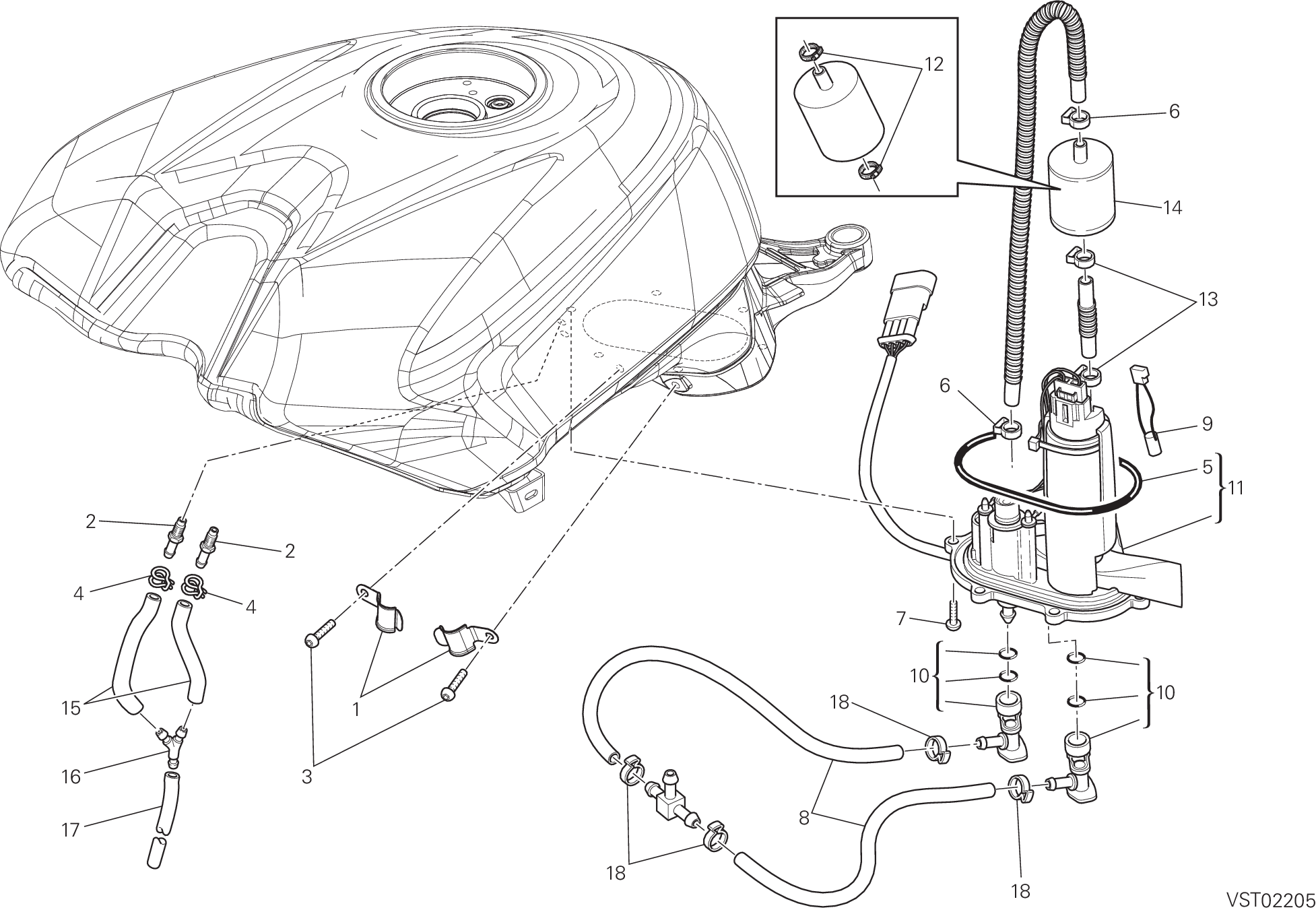 32A POMPE A CARBURANT POUR SUPERBIKE 1198 R 2010