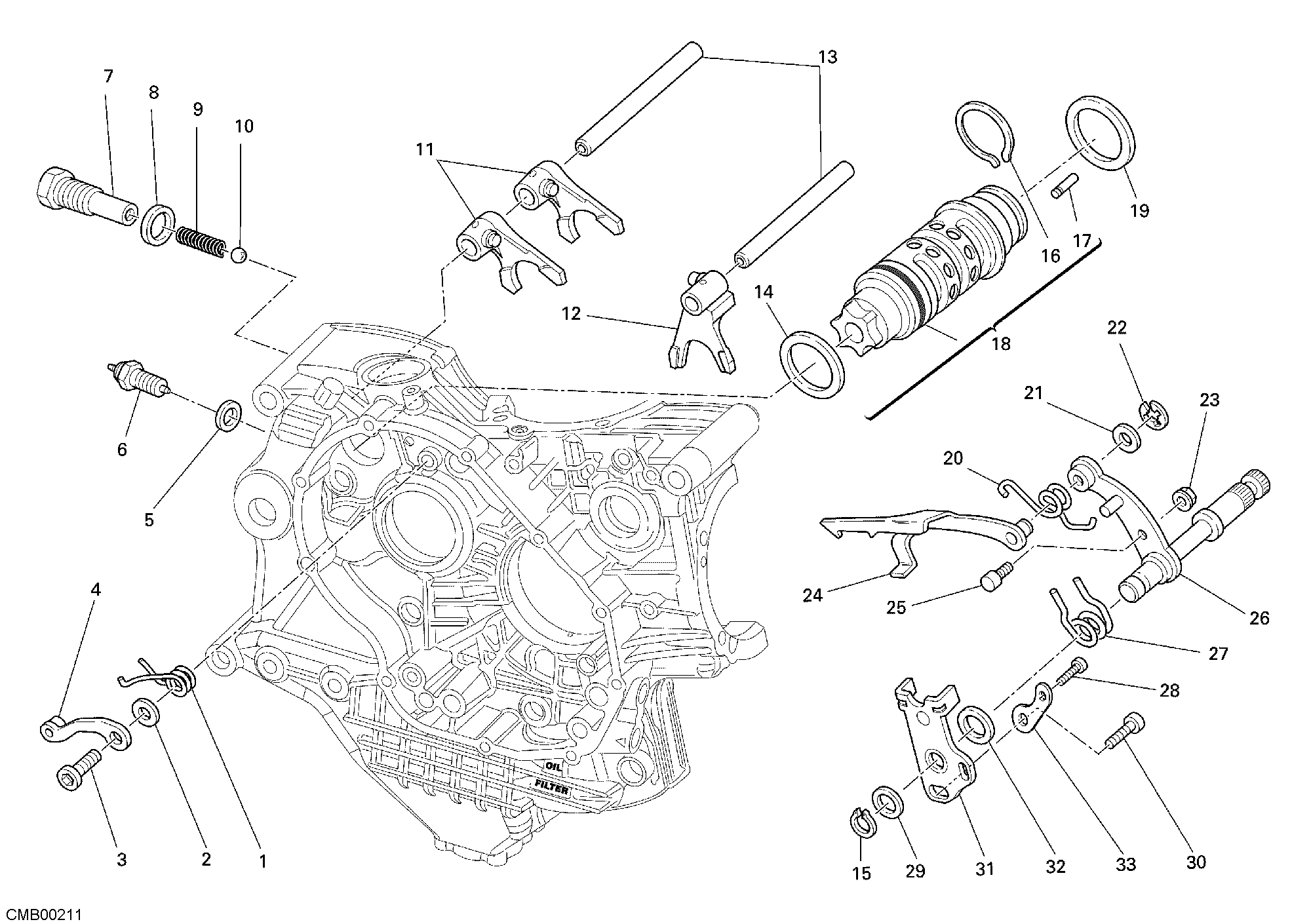 002 TAMBOUR CHANGEMENT VITESSE FOURCHETTE POUR SUPERBIKE 1098 R BAYLISS 2009