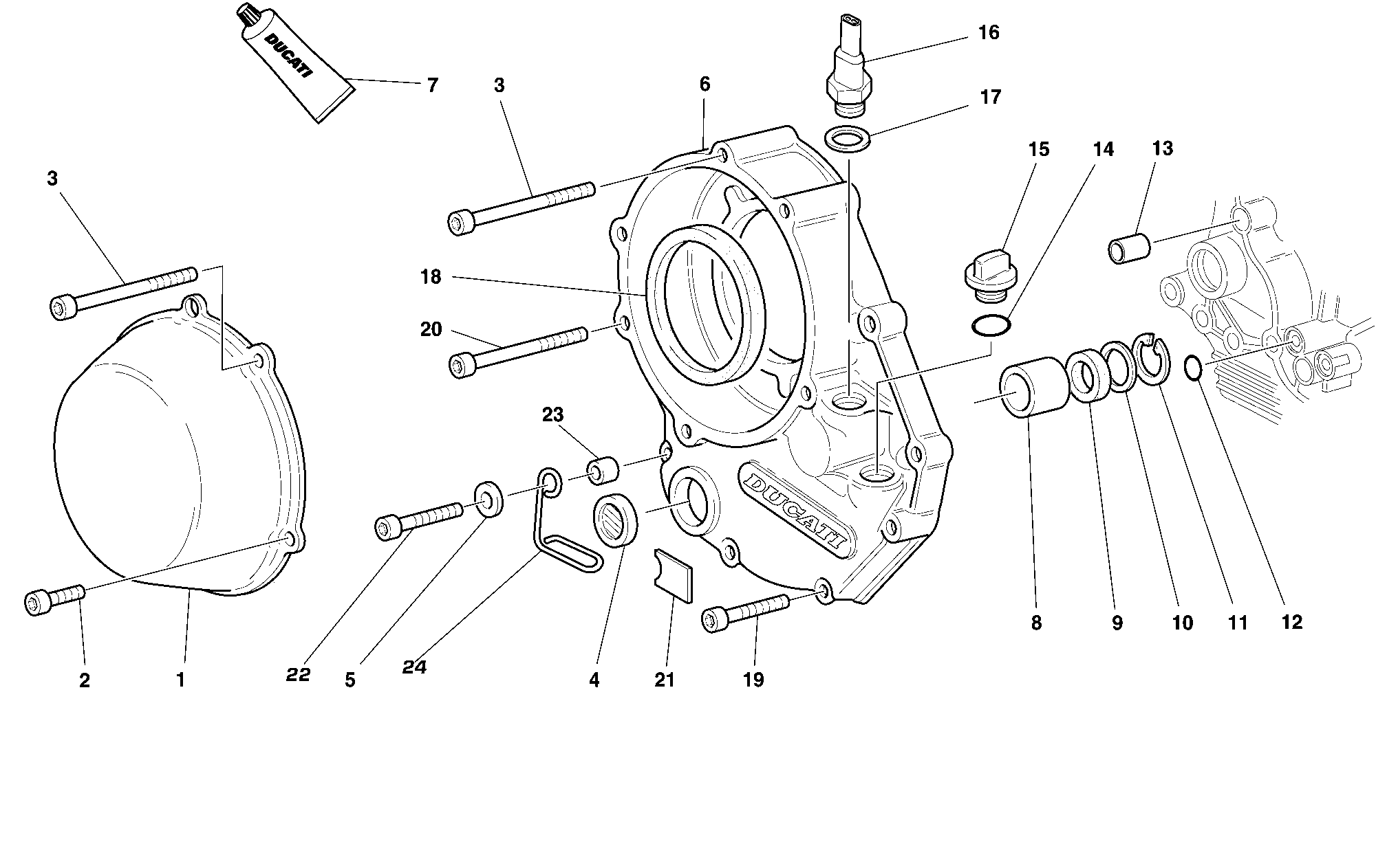 050 COUVERCLE EMBRAYAGE POUR SUPERBIKE 996 SPS 1999