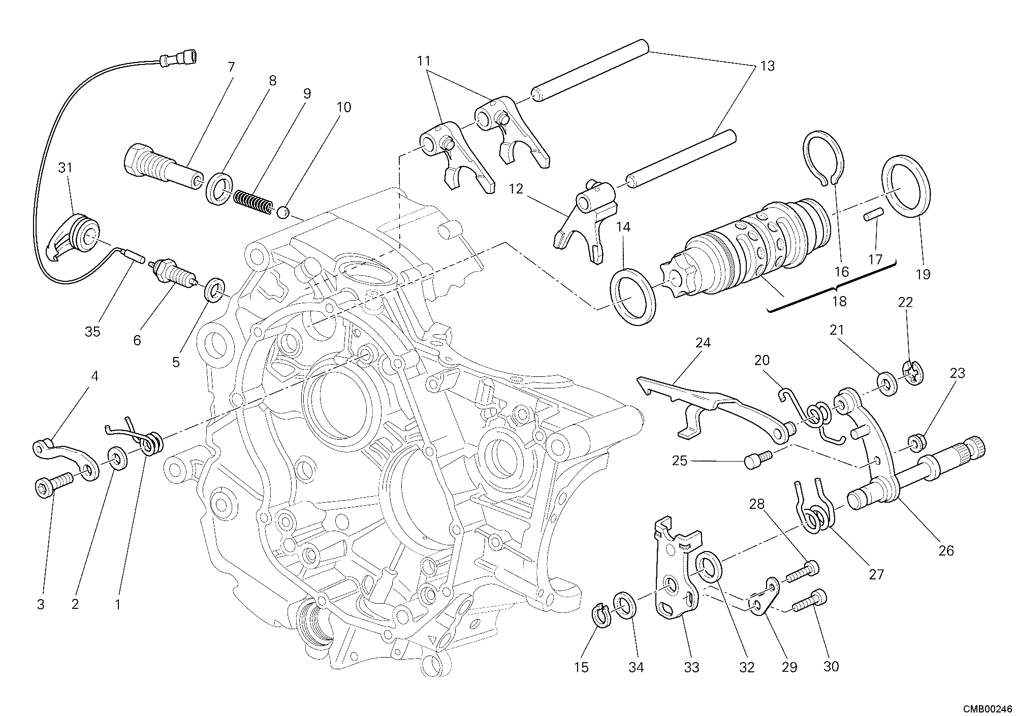 002 TAMBOUR CHANGEMENT VITESSE FOURCHETTE POUR MONSTER 1100 2009
