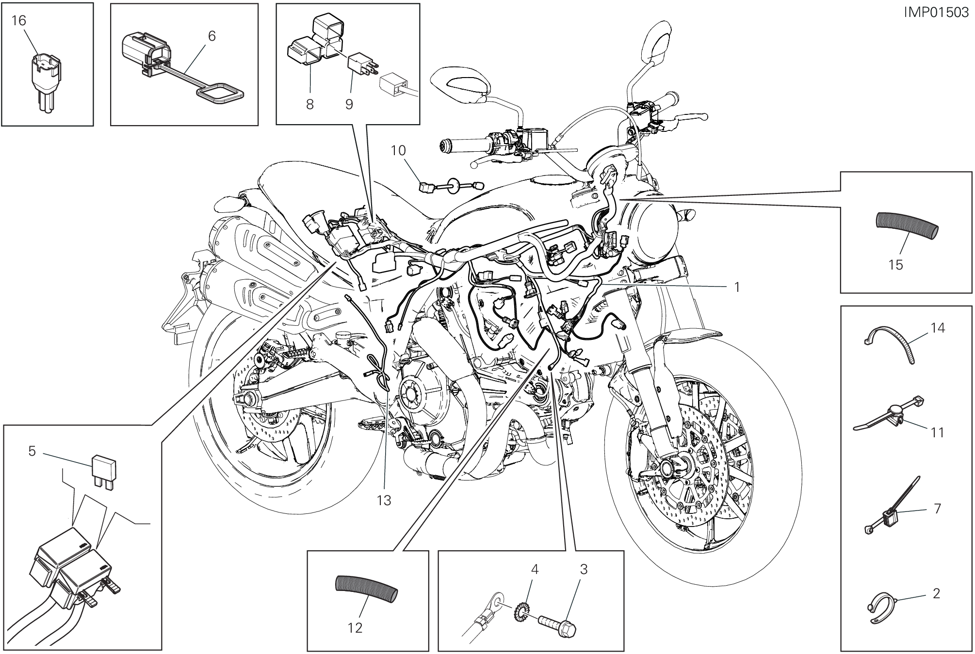 13B CIRCUIT ELECTRIQUE VEHICULE POUR SCRAMBLER 1100 DARK PRO 2021