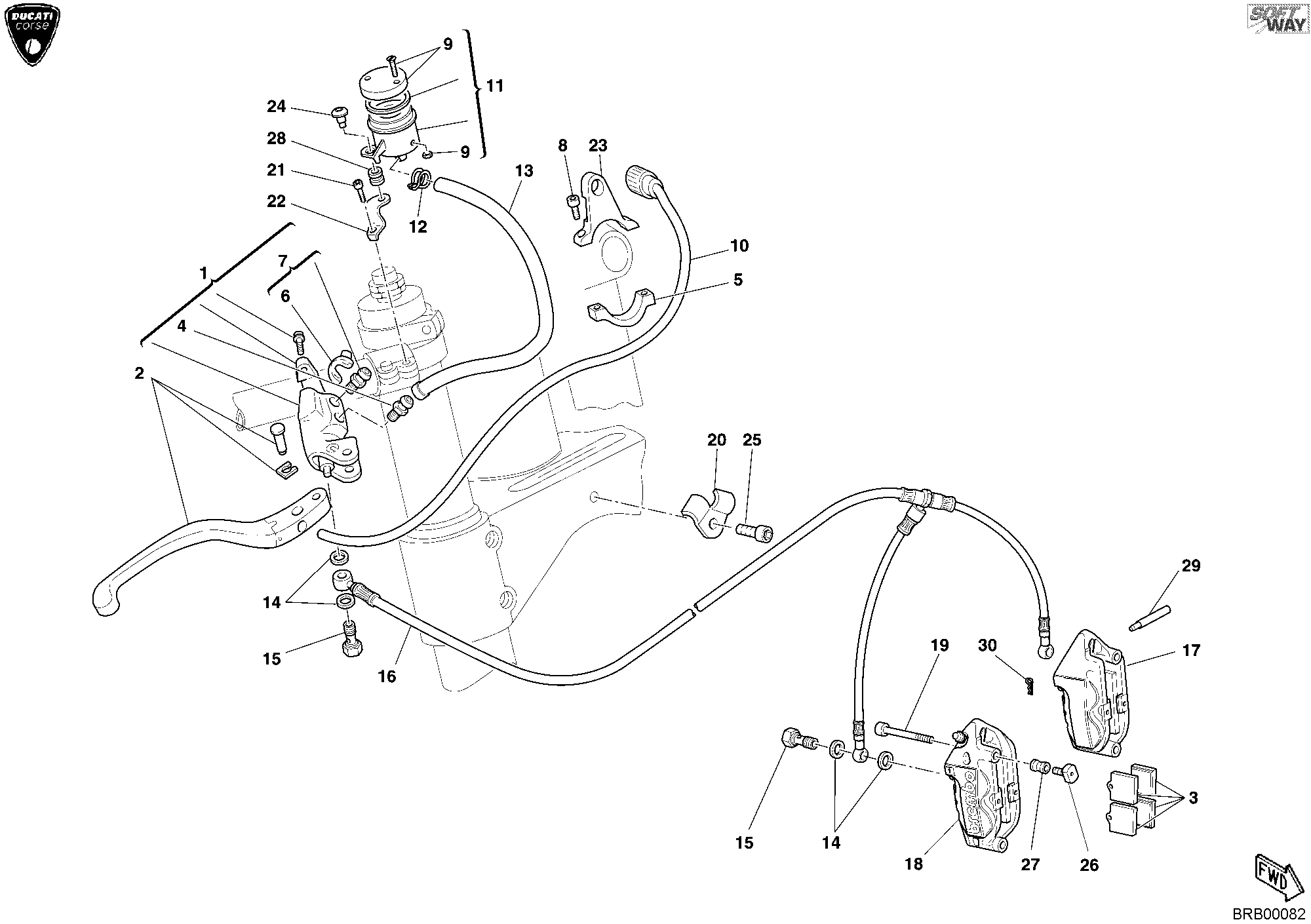 025 SYSTEME DE FREIN AVANT POUR SUPERBIKE 998 RS 2003