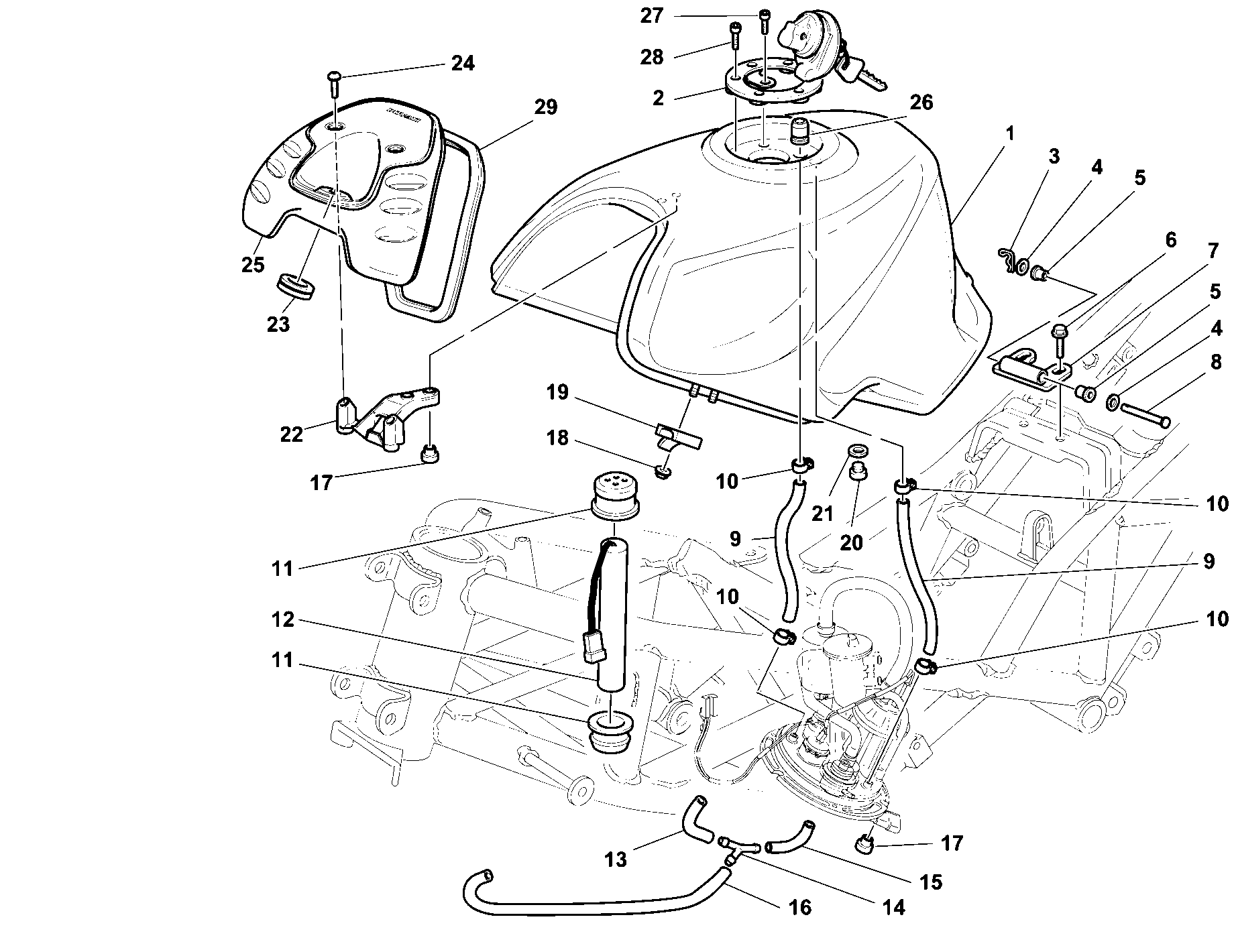 041 RESERVOIR CARBURANT POUR SPORT TOURING ST4 1999