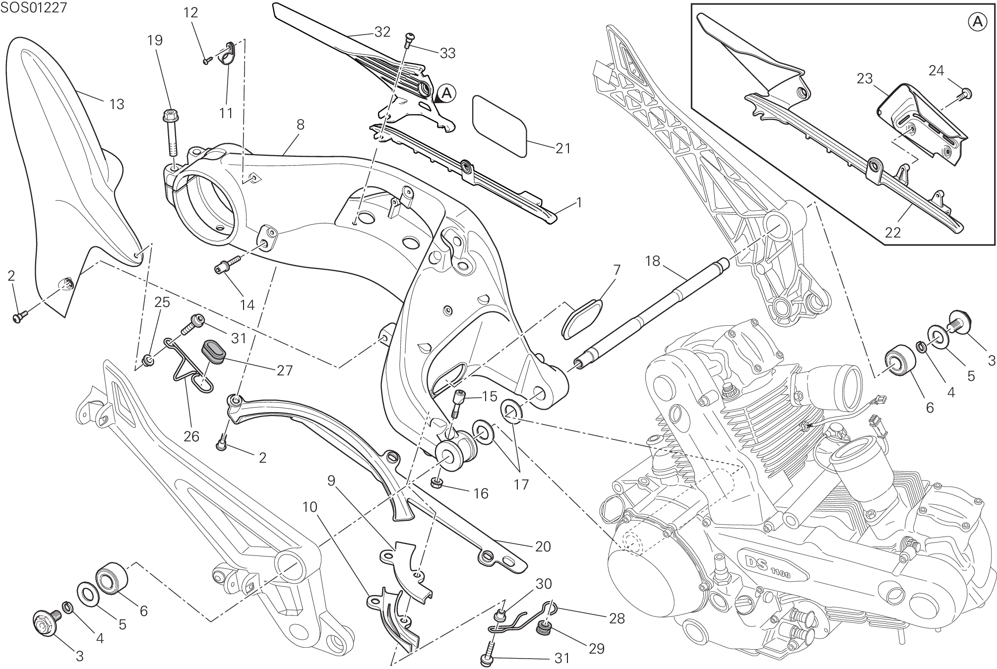 032 BRAS OSCILLANT POUR MONSTER 1100 ABS 2010