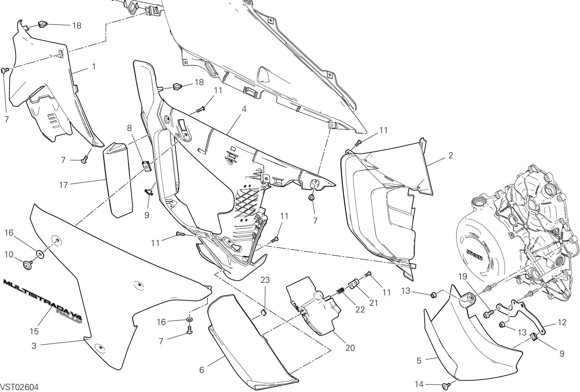 37E PANNEAU LATERAL DROIT POUR MULTISTRADA V4 RALLY RADAR 2023